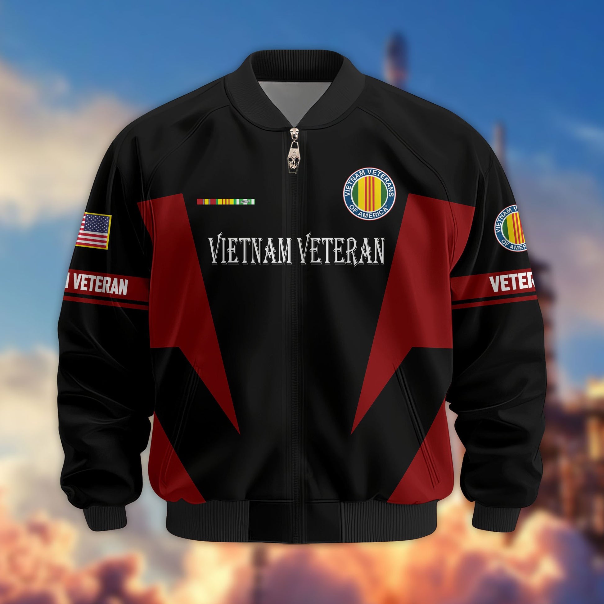 Premium US Veterans Bomber Jacket ATTN250821, Gifts For US Veterans, Gifts On Father's Day, Veterans Day.