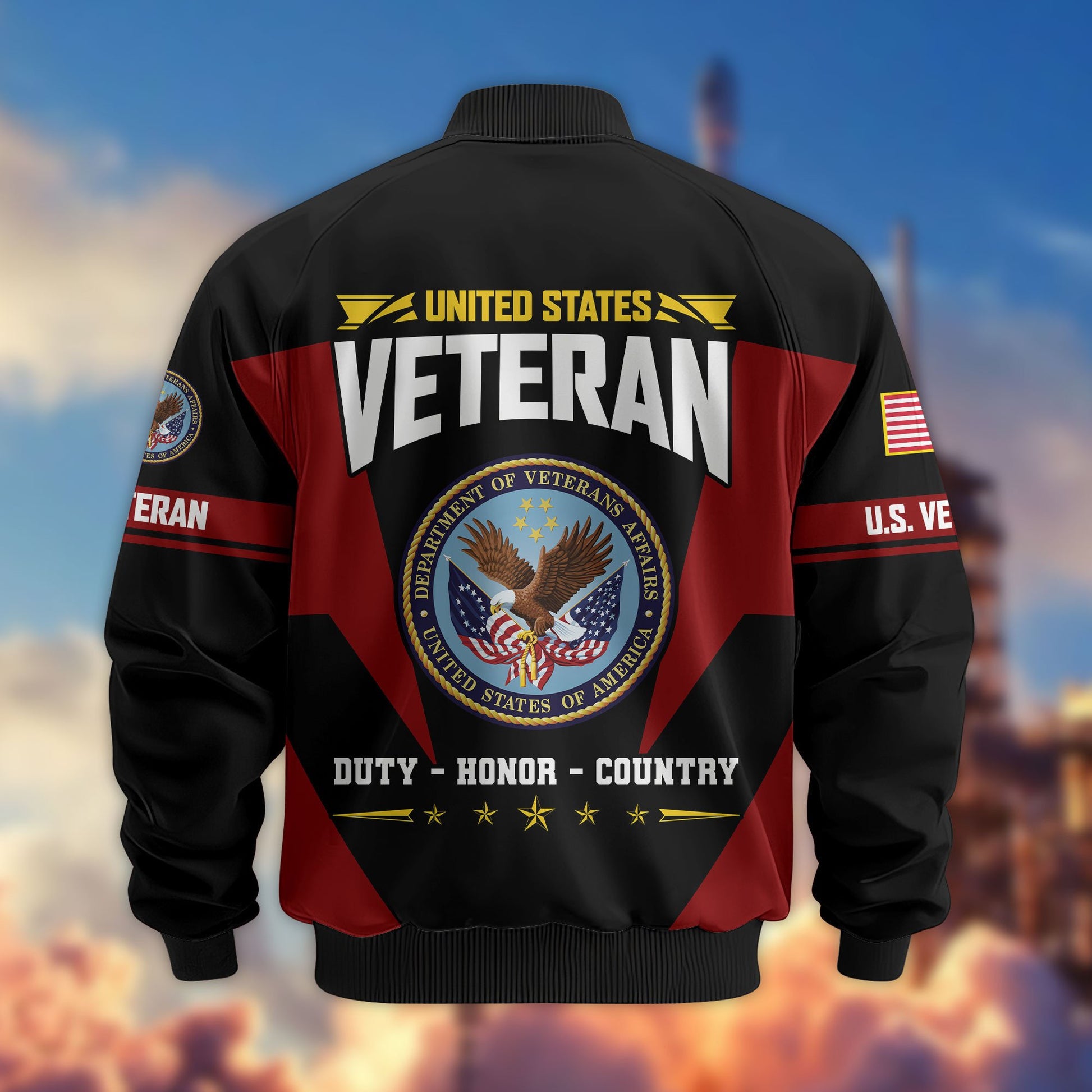 Premium US Veterans Bomber Jacket ATTN250821, Gifts For US Veterans, Gifts On Father's Day, Veterans Day.