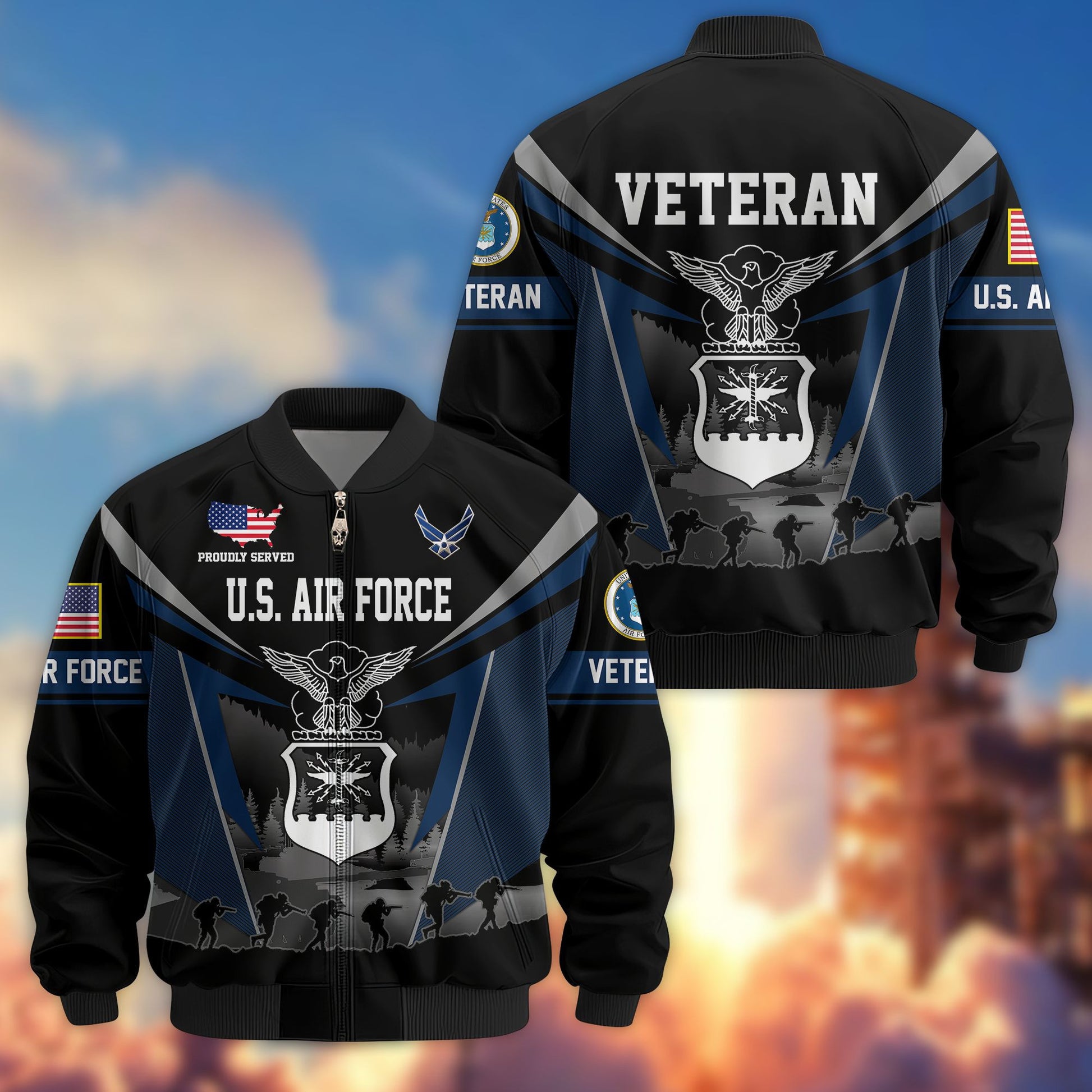 Premium US Veterans Bomber Jacket BPHN140812, Gifts For US Veterans, Gifts On Father's Day, Veterans Day.