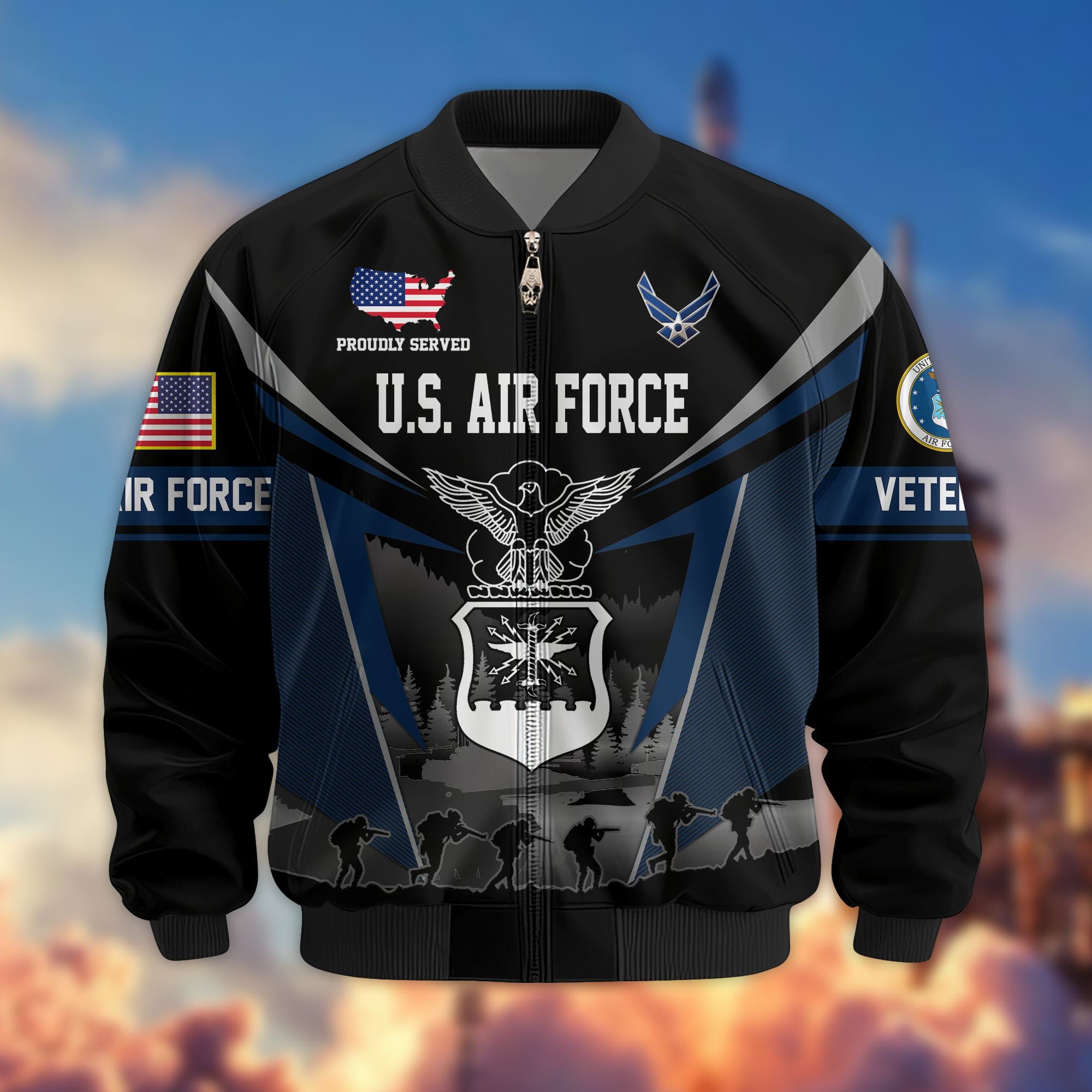 Premium US Veterans Bomber Jacket BPHN140812, Gifts For US Veterans, Gifts On Father's Day, Veterans Day.