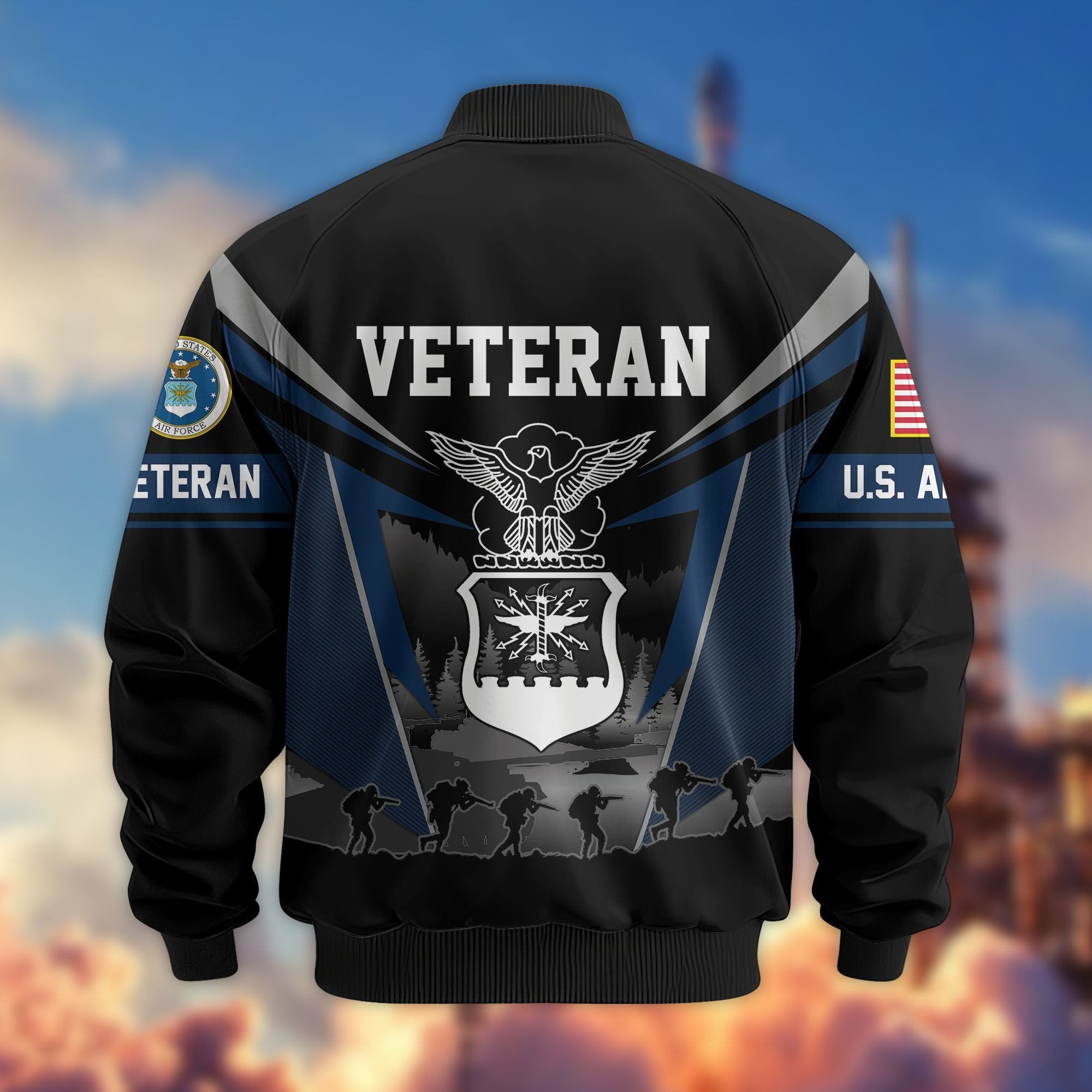 Premium US Veterans Bomber Jacket BPHN140812, Gifts For US Veterans, Gifts On Father's Day, Veterans Day.