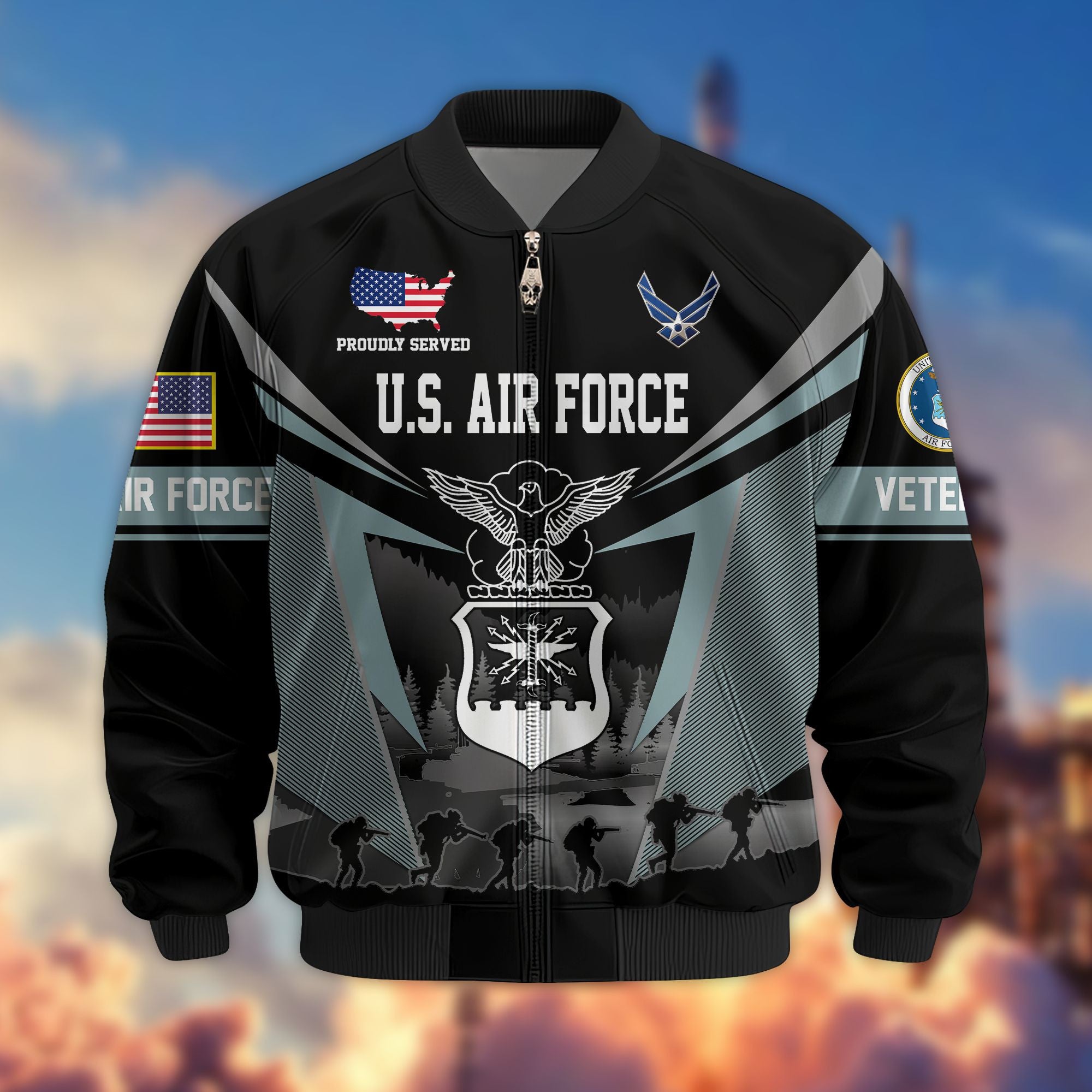 Premium US Veterans Bomber Jacket BPHN140812, Gifts For US Veterans, Gifts On Father's Day, Veterans Day.