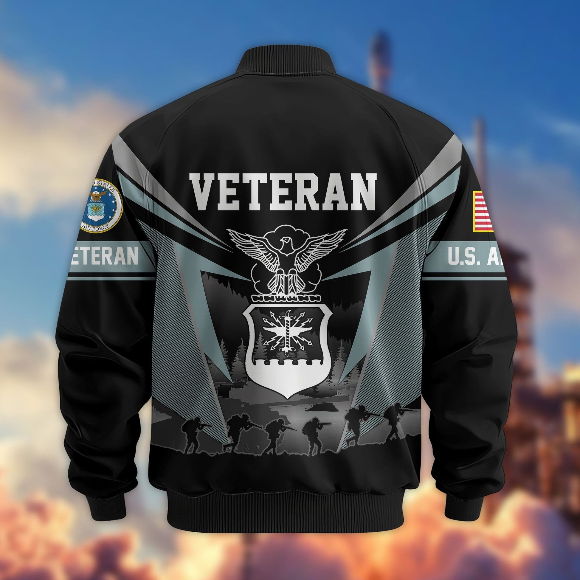 Premium US Veterans Bomber Jacket BPHN140812, Gifts For US Veterans, Gifts On Father's Day, Veterans Day.