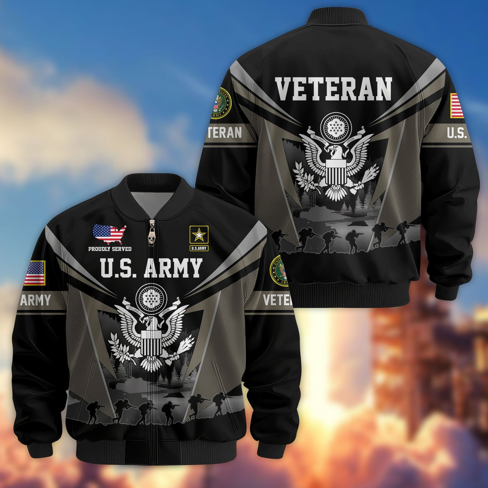 Premium US Veterans Bomber Jacket BPHN140812, Gifts For US Veterans, Gifts On Father's Day, Veterans Day.