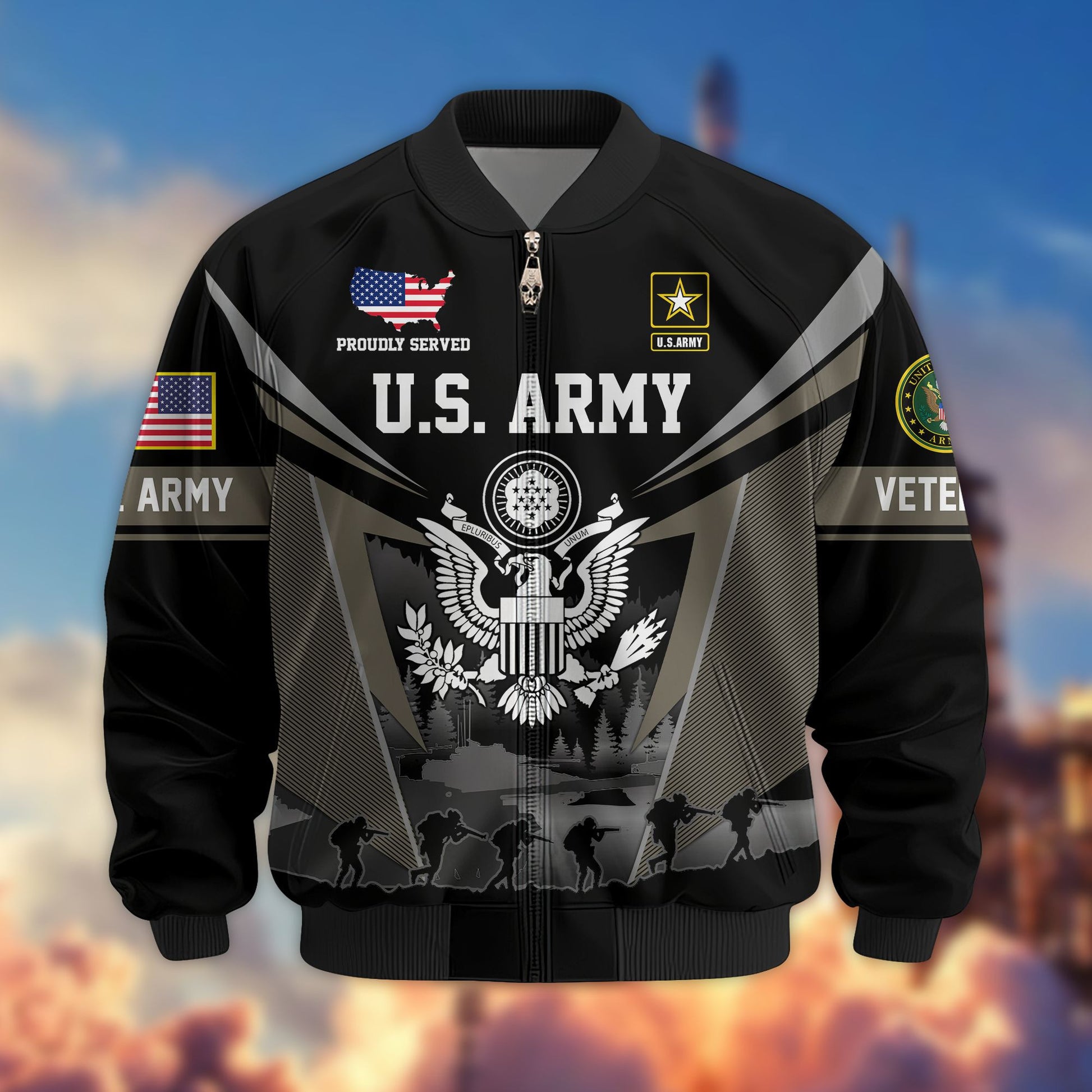 Premium US Veterans Bomber Jacket BPHN140812, Gifts For US Veterans, Gifts On Father's Day, Veterans Day.