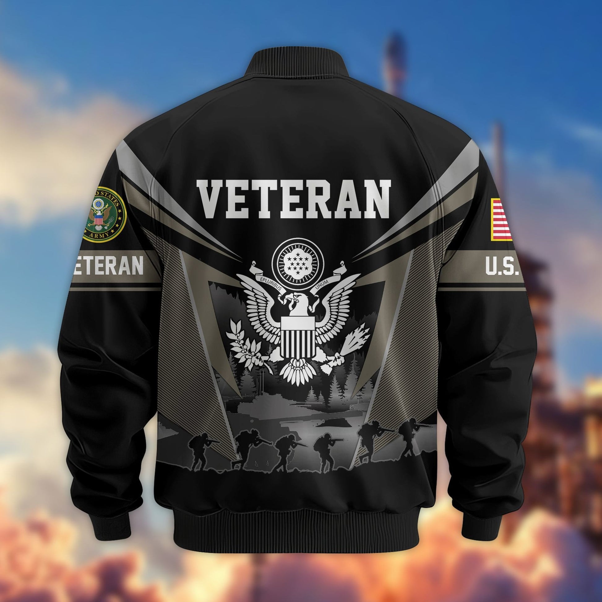 Premium US Veterans Bomber Jacket BPHN140812, Gifts For US Veterans, Gifts On Father's Day, Veterans Day.
