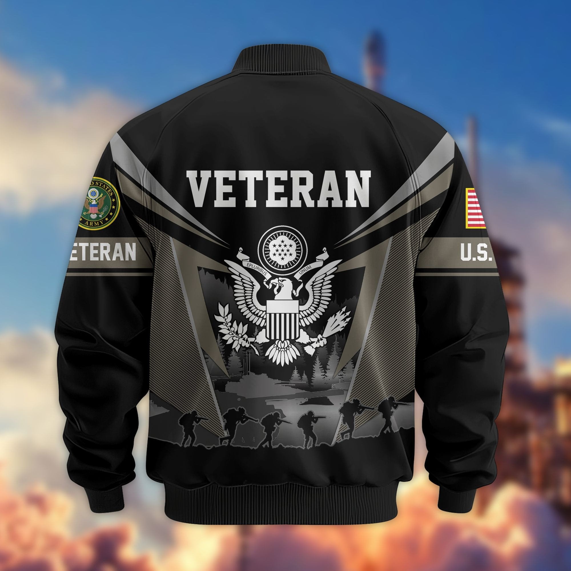Premium US Veterans Bomber Jacket BPHN140812, Gifts For US Veterans, Gifts On Father's Day, Veterans Day.