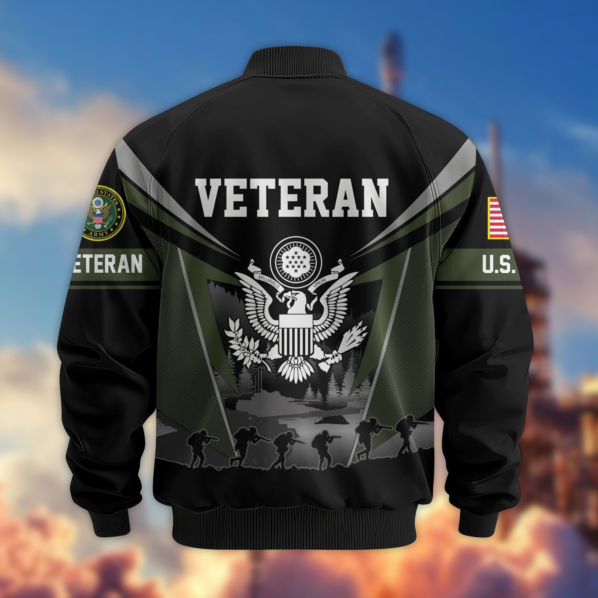 Premium US Veterans Bomber Jacket BPHN140812, Gifts For US Veterans, Gifts On Father's Day, Veterans Day.