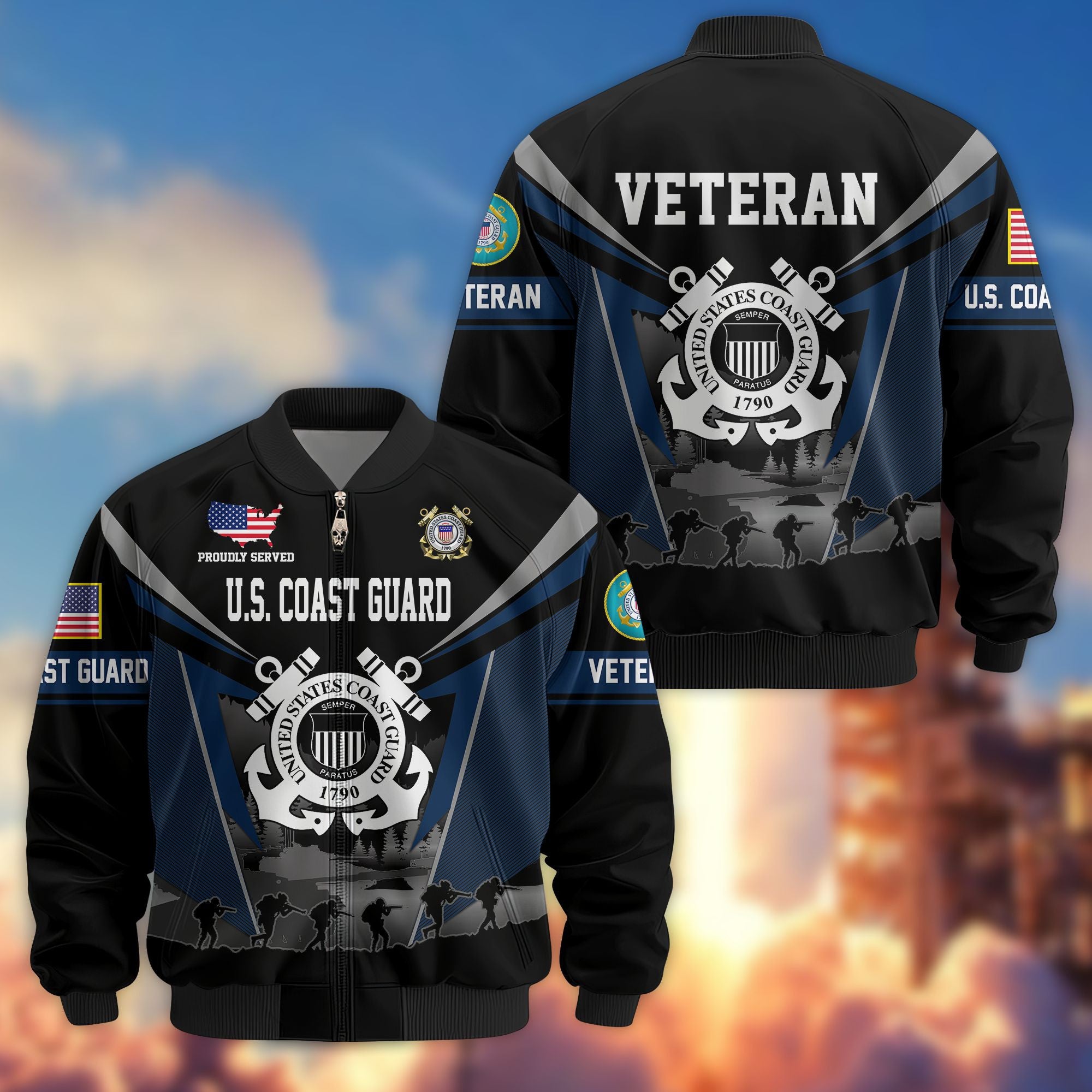 Premium US Veterans Bomber Jacket BPHN140812, Gifts For US Veterans, Gifts On Father's Day, Veterans Day.