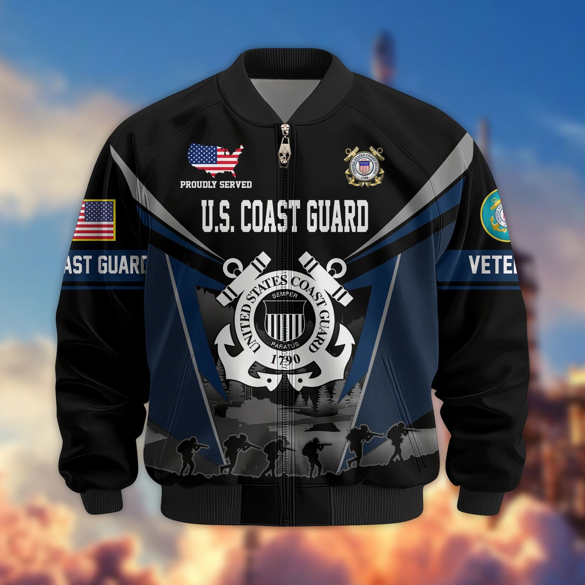 Premium US Veterans Bomber Jacket BPHN140812, Gifts For US Veterans, Gifts On Father's Day, Veterans Day.