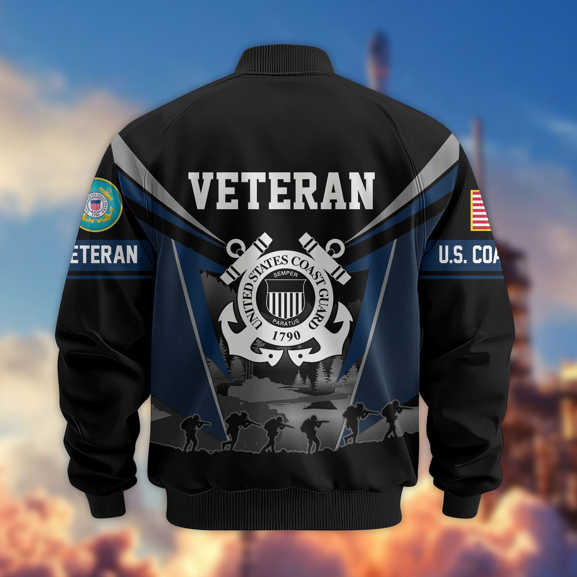 Premium US Veterans Bomber Jacket BPHN140812, Gifts For US Veterans, Gifts On Father's Day, Veterans Day.