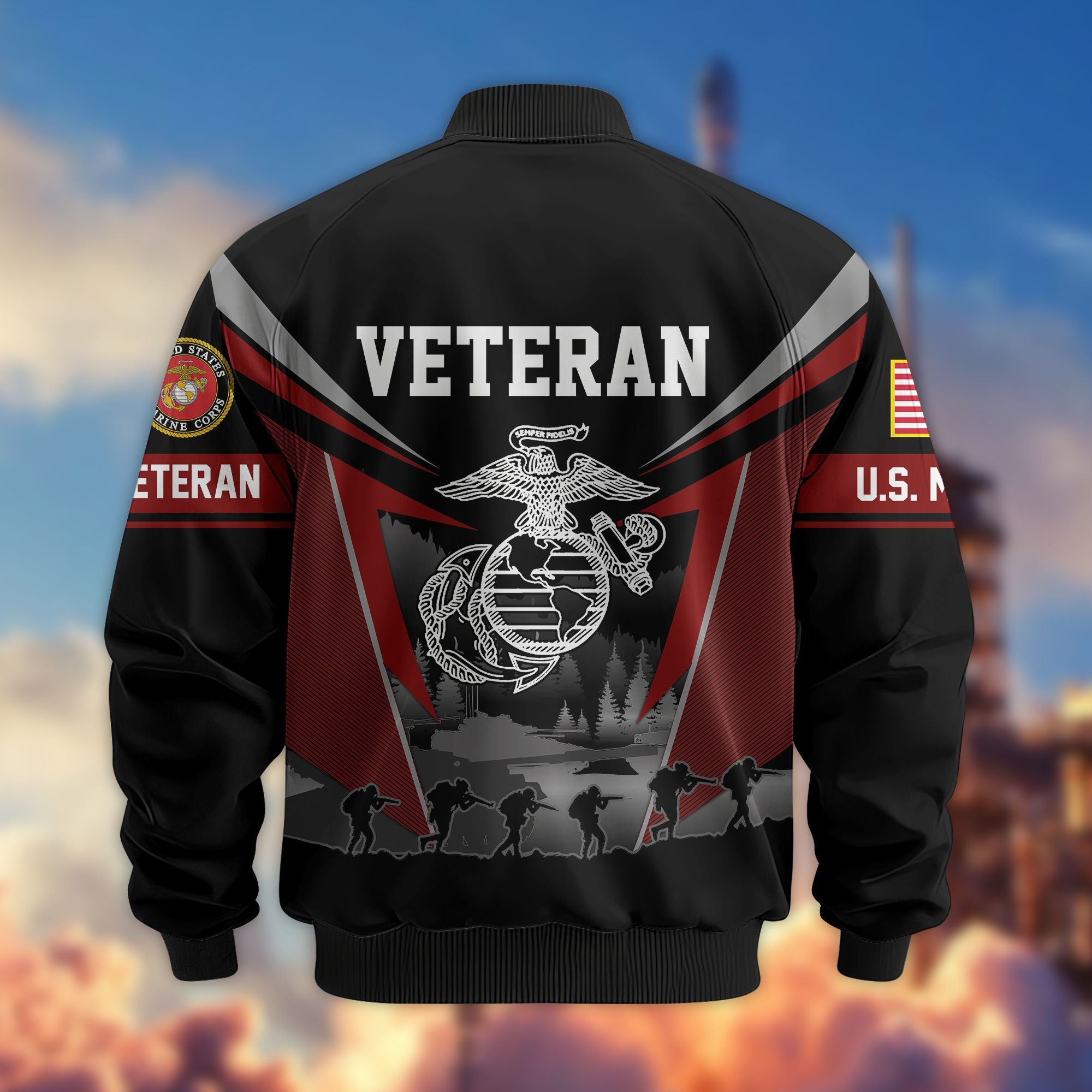 Premium US Veterans Bomber Jacket BPHN140812, Gifts For US Veterans, Gifts On Father's Day, Veterans Day.