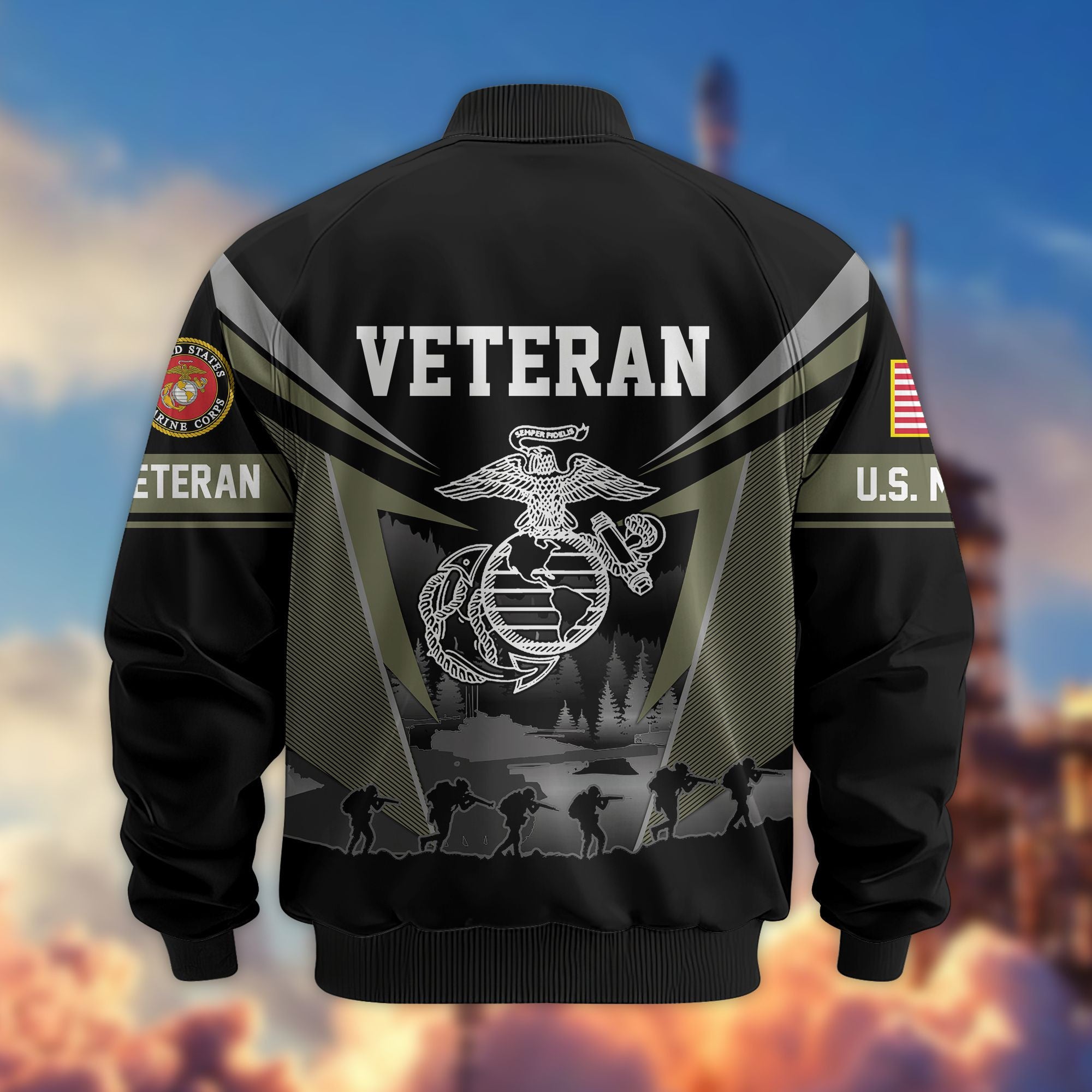 Premium US Veterans Bomber Jacket BPHN140812, Gifts For US Veterans, Gifts On Father's Day, Veterans Day.