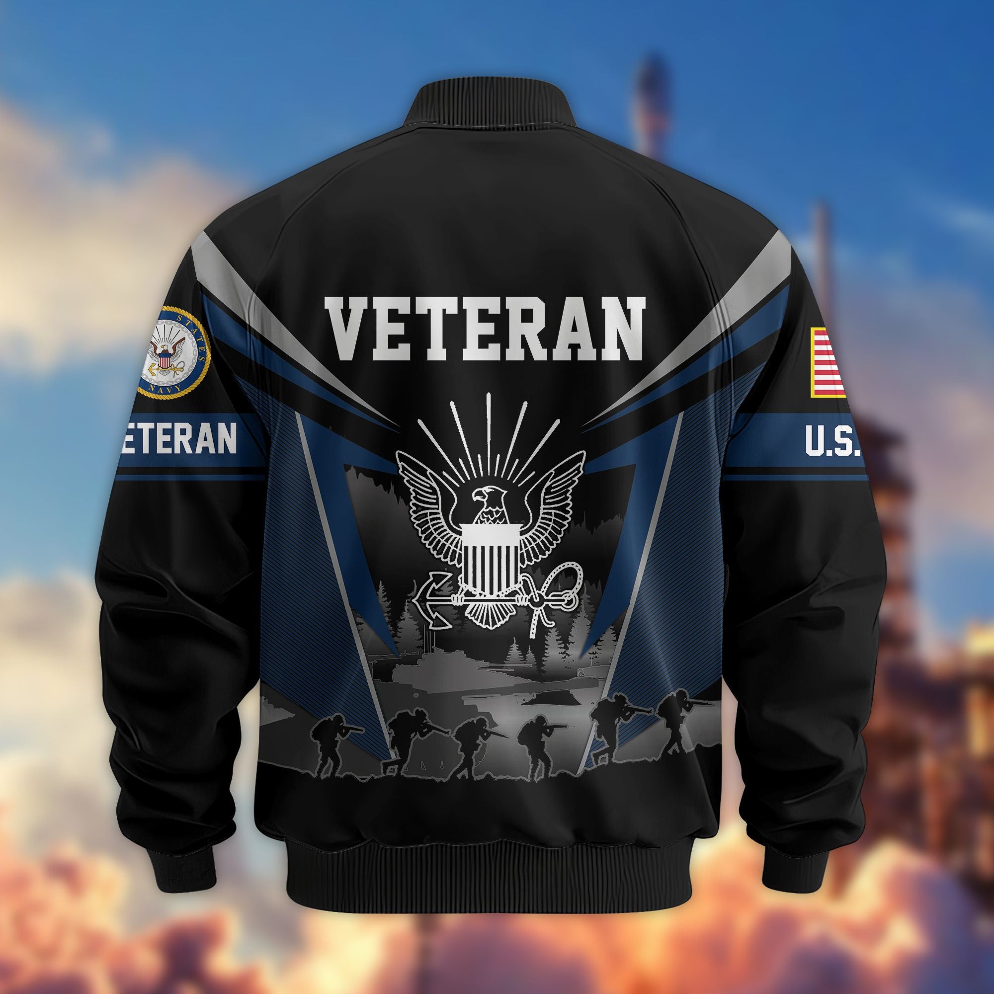 Premium US Veterans Bomber Jacket BPHN140812, Gifts For US Veterans, Gifts On Father's Day, Veterans Day.