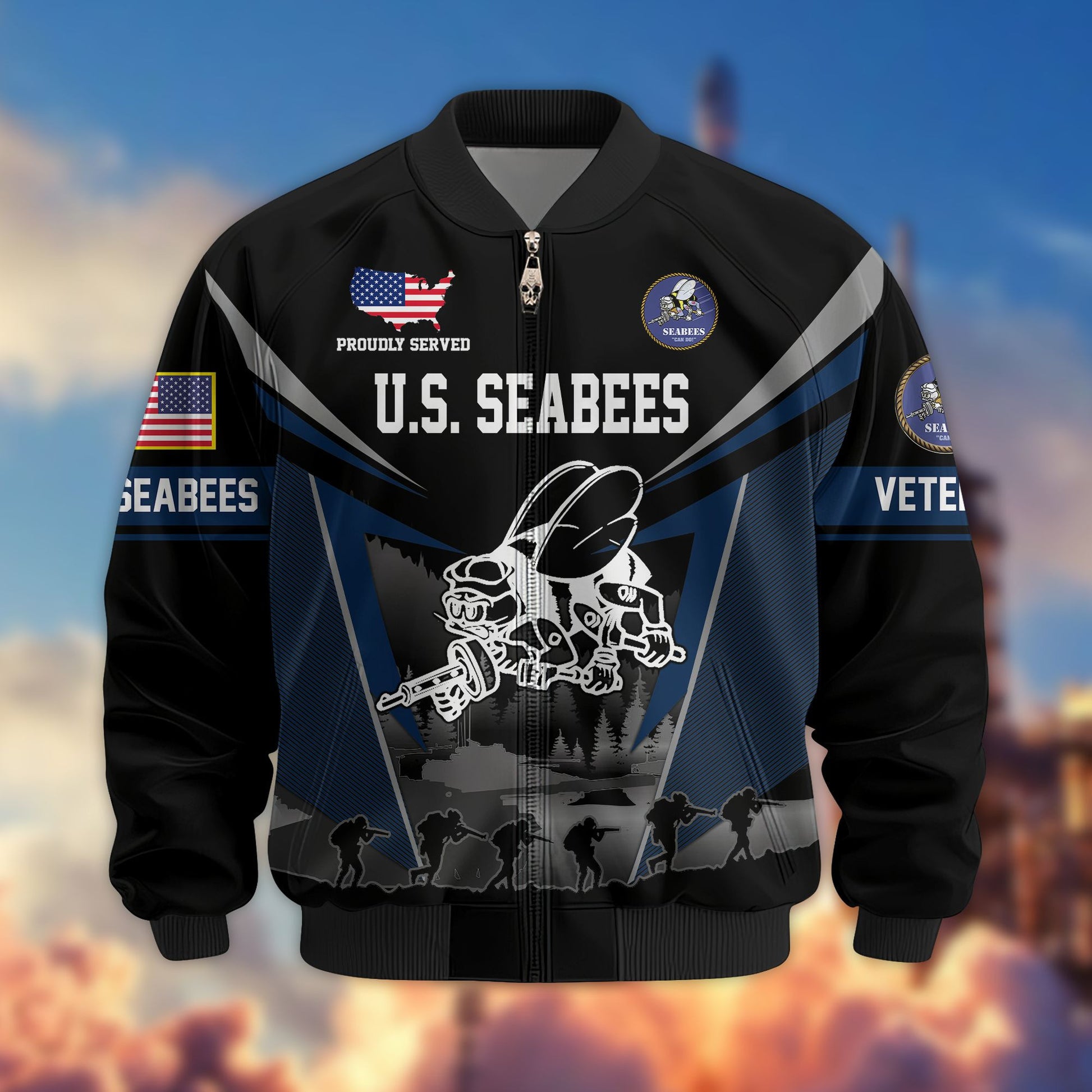 Premium US Veterans Bomber Jacket BPHN140812, Gifts For US Veterans, Gifts On Father's Day, Veterans Day.