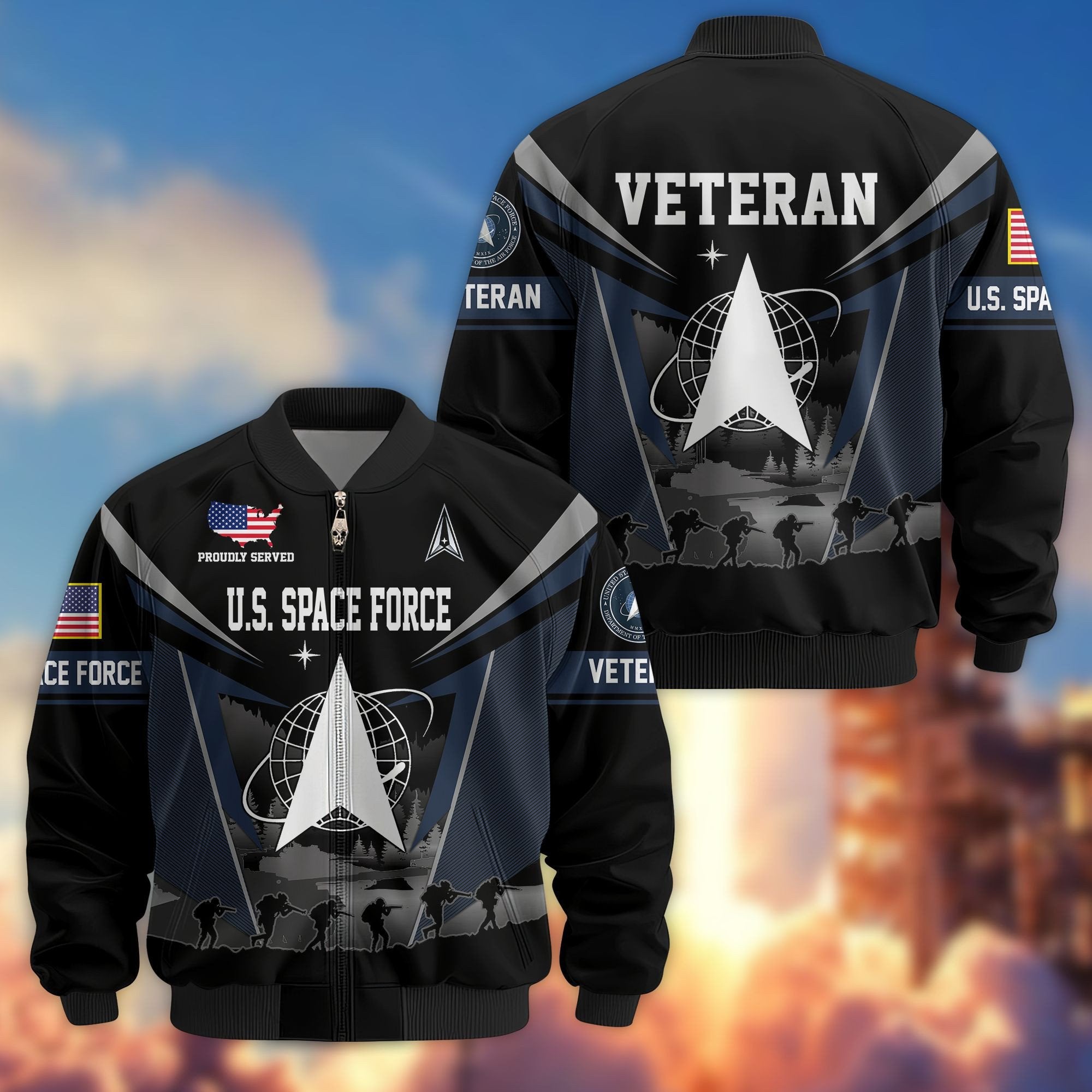 Premium US Veterans Bomber Jacket BPHN140812, Gifts For US Veterans, Gifts On Father's Day, Veterans Day.