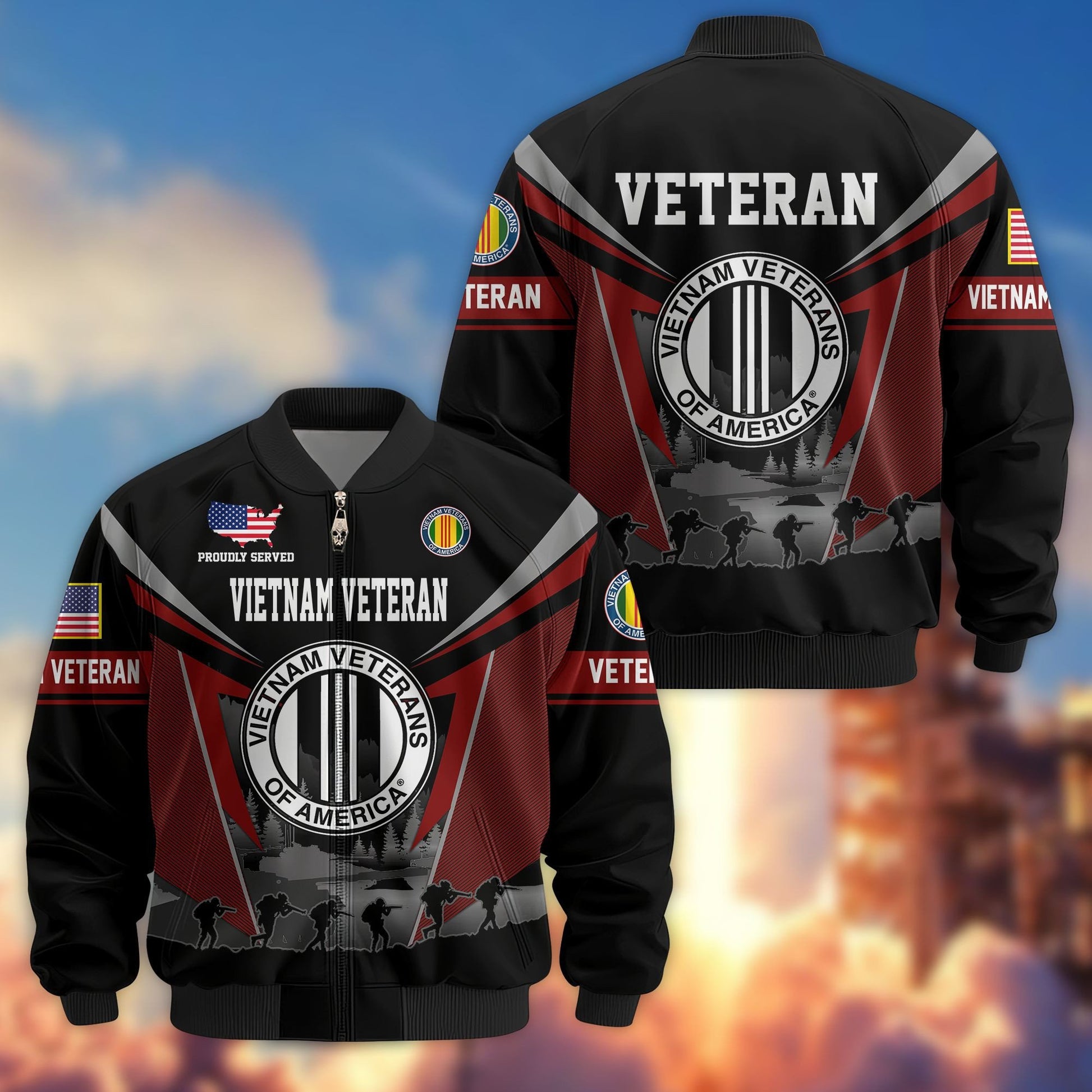 Premium US Veterans Bomber Jacket BPHN140812, Gifts For US Veterans, Gifts On Father's Day, Veterans Day.