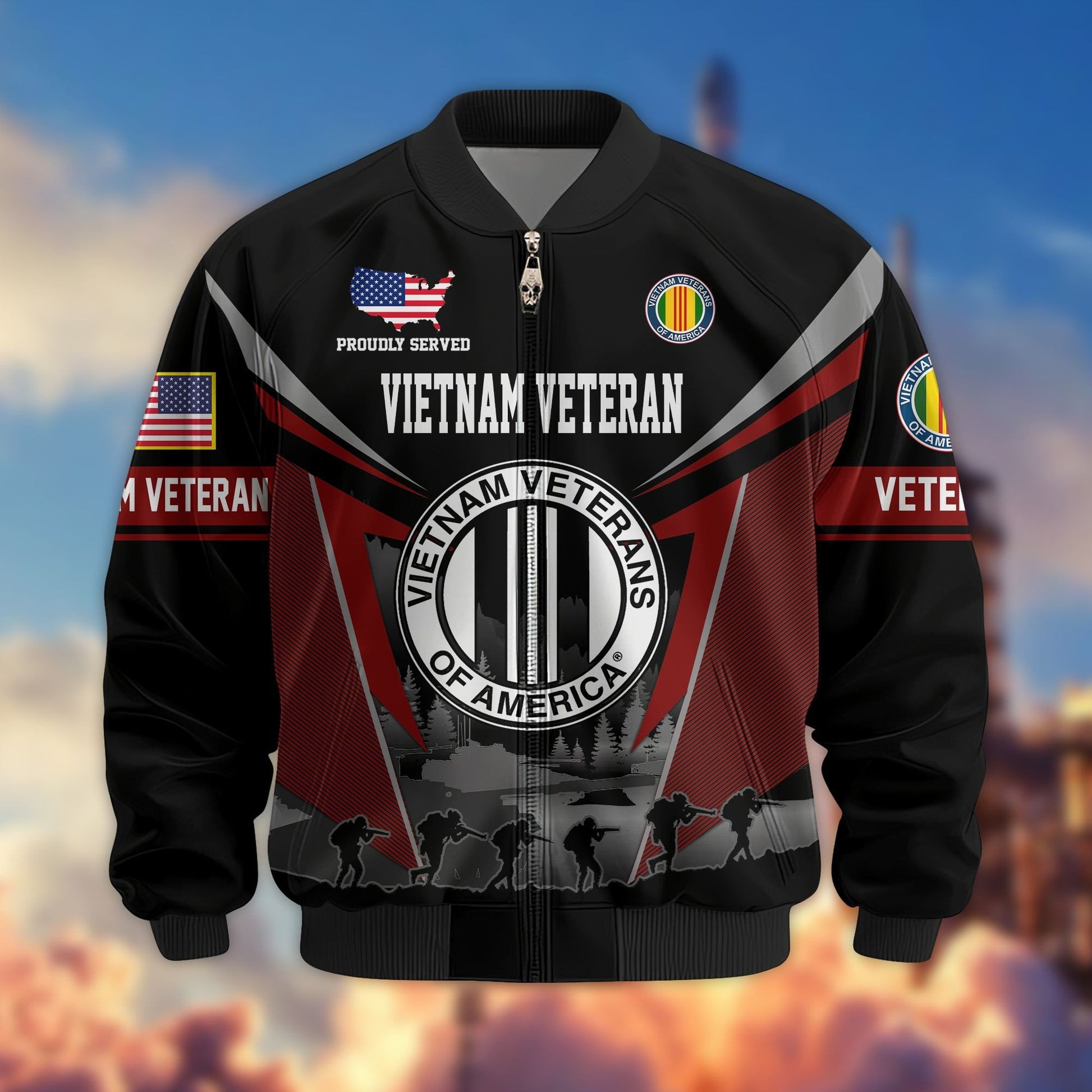 Premium US Veterans Bomber Jacket BPHN140812, Gifts For US Veterans, Gifts On Father's Day, Veterans Day.