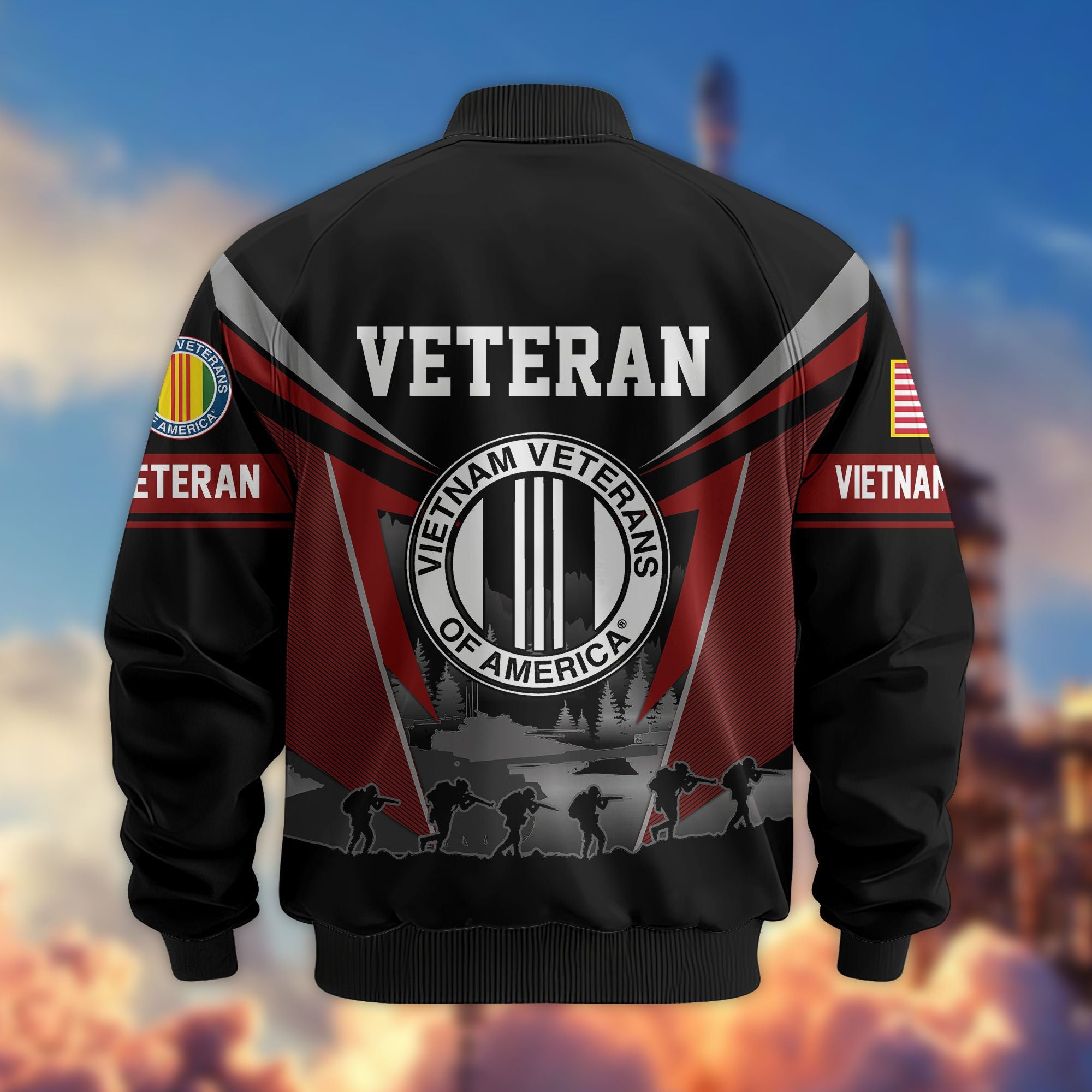 Premium US Veterans Bomber Jacket BPHN140812, Gifts For US Veterans, Gifts On Father's Day, Veterans Day.