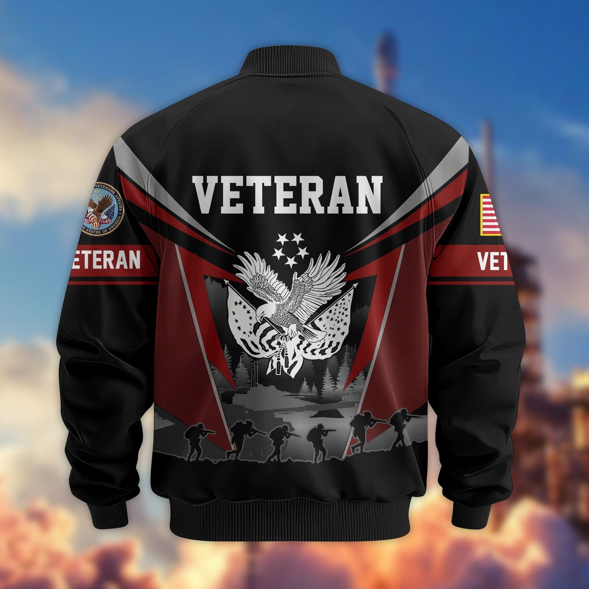 Premium US Veterans Bomber Jacket BPHN140812, Gifts For US Veterans, Gifts On Father's Day, Veterans Day.