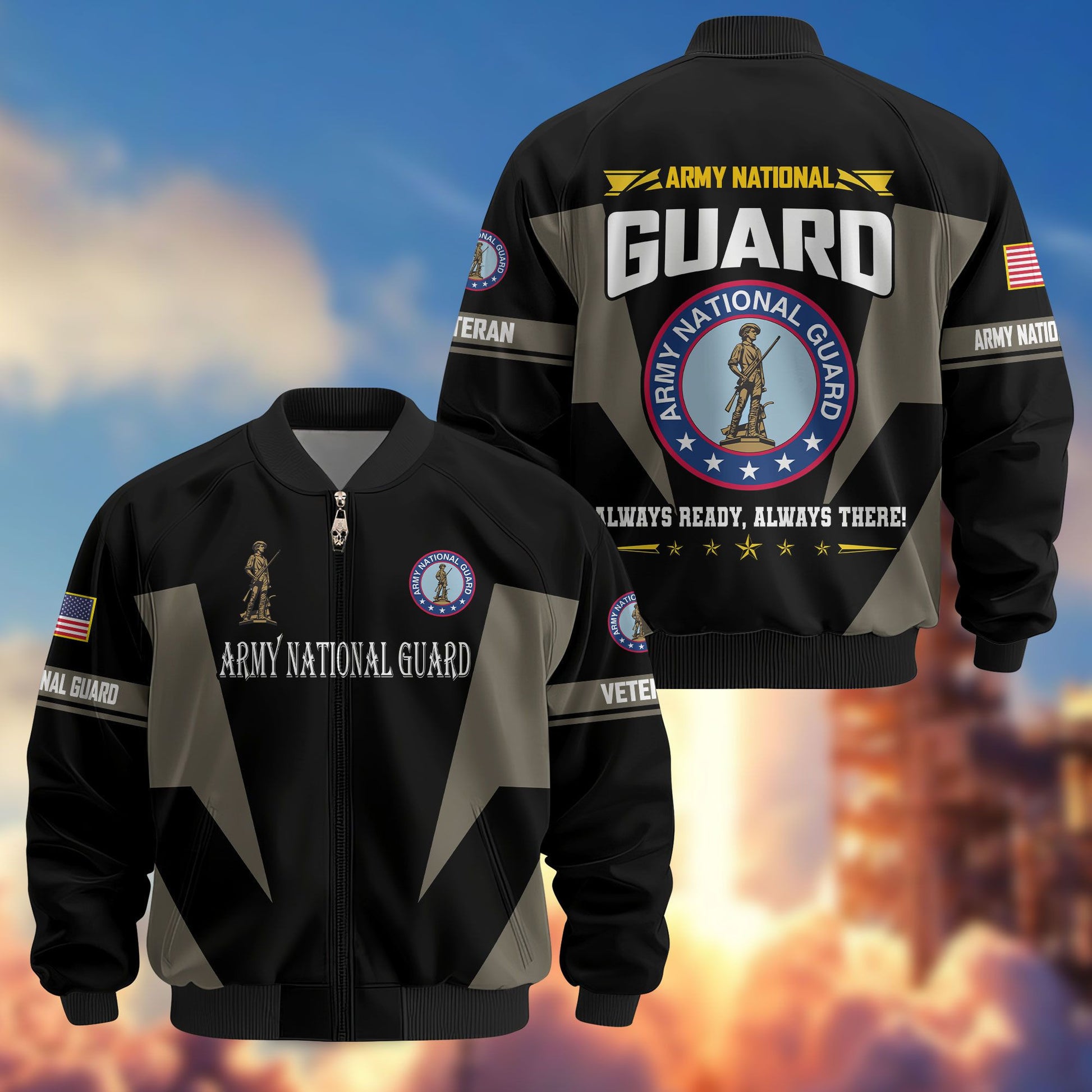 Premium US Veterans Bomber Jacket ATTN250821, Gifts For US Veterans, Gifts On Father's Day, Veterans Day.