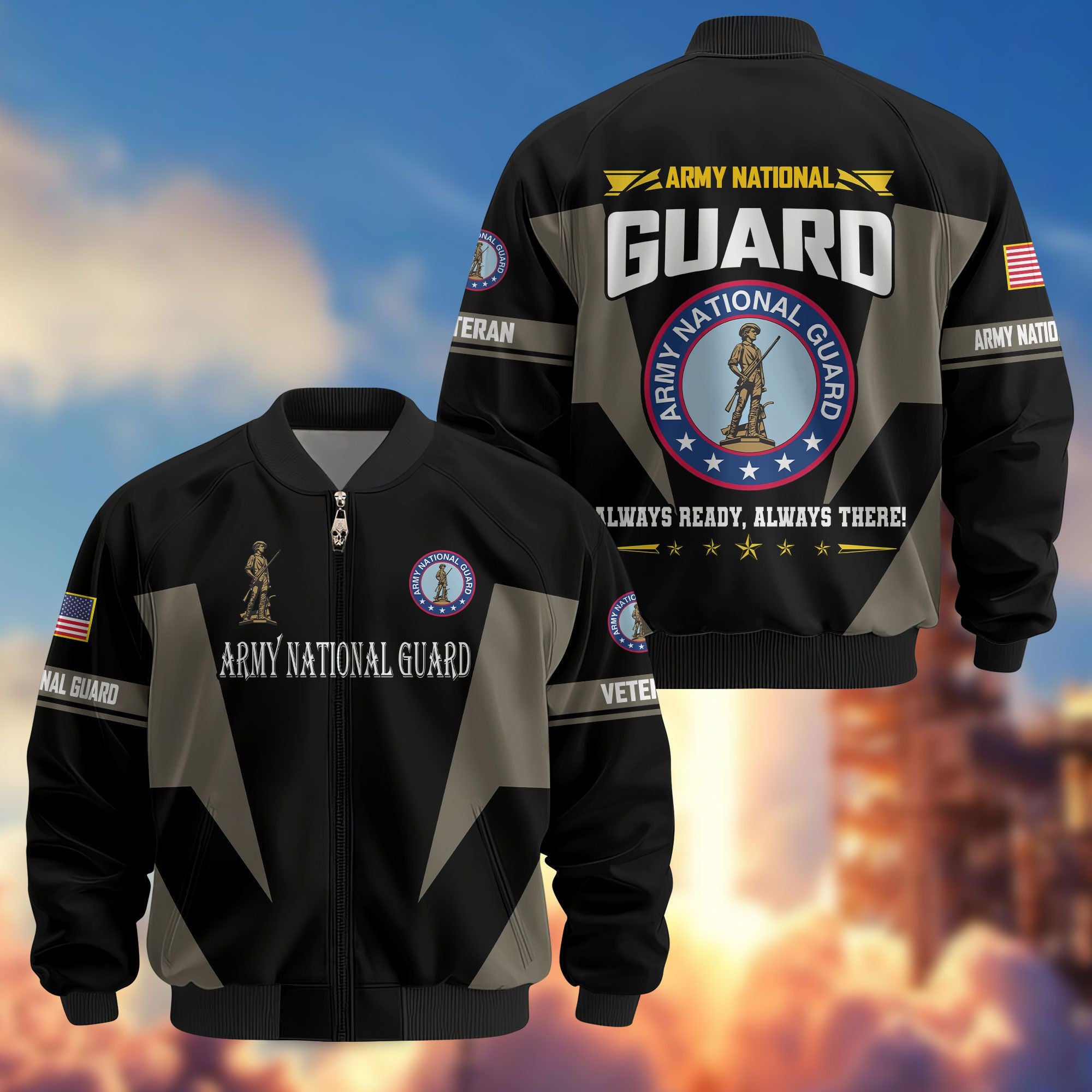 Premium US Veterans Bomber Jacket ATTN250821, Gifts For US Veterans, Gifts On Father's Day, Veterans Day.