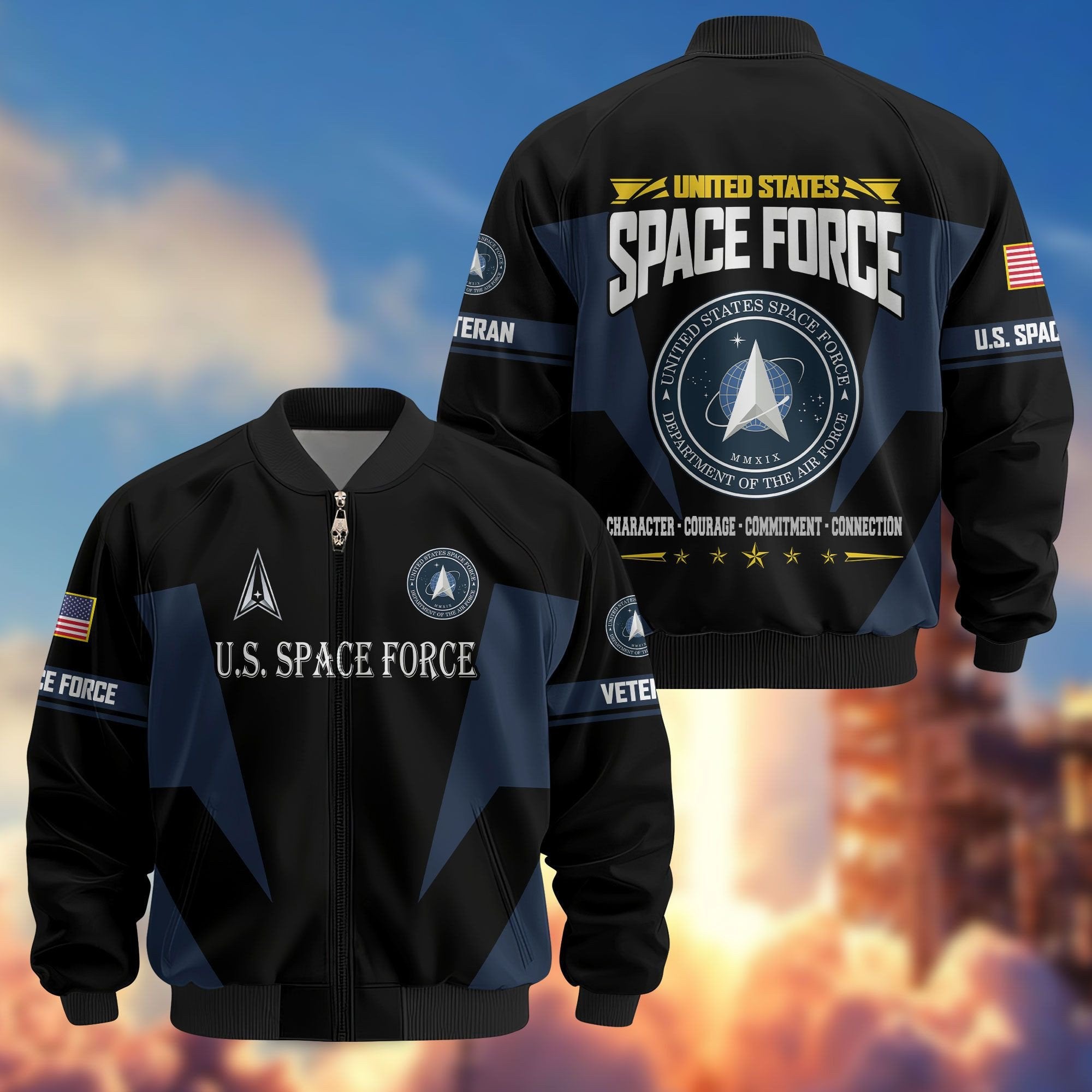 Premium US Veterans Bomber Jacket ATTN250821, Gifts For US Veterans, Gifts On Father's Day, Veterans Day.