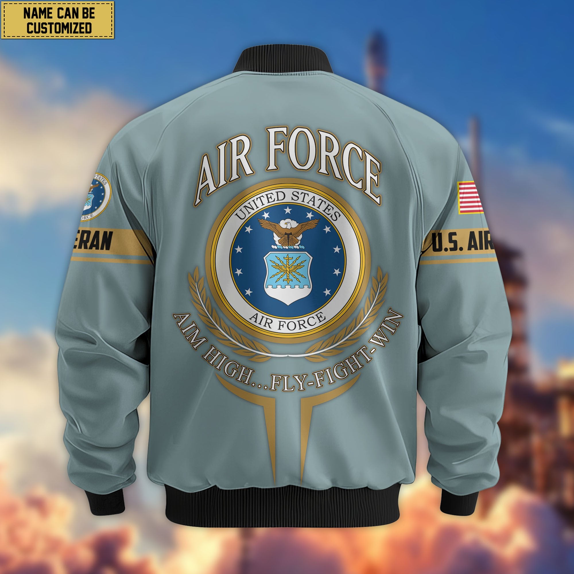 Premium Custom US Veterans Bomber Jacket CPVC080901, Gifts For US Veterans, Gifts On Father's Day, Veterans Day.