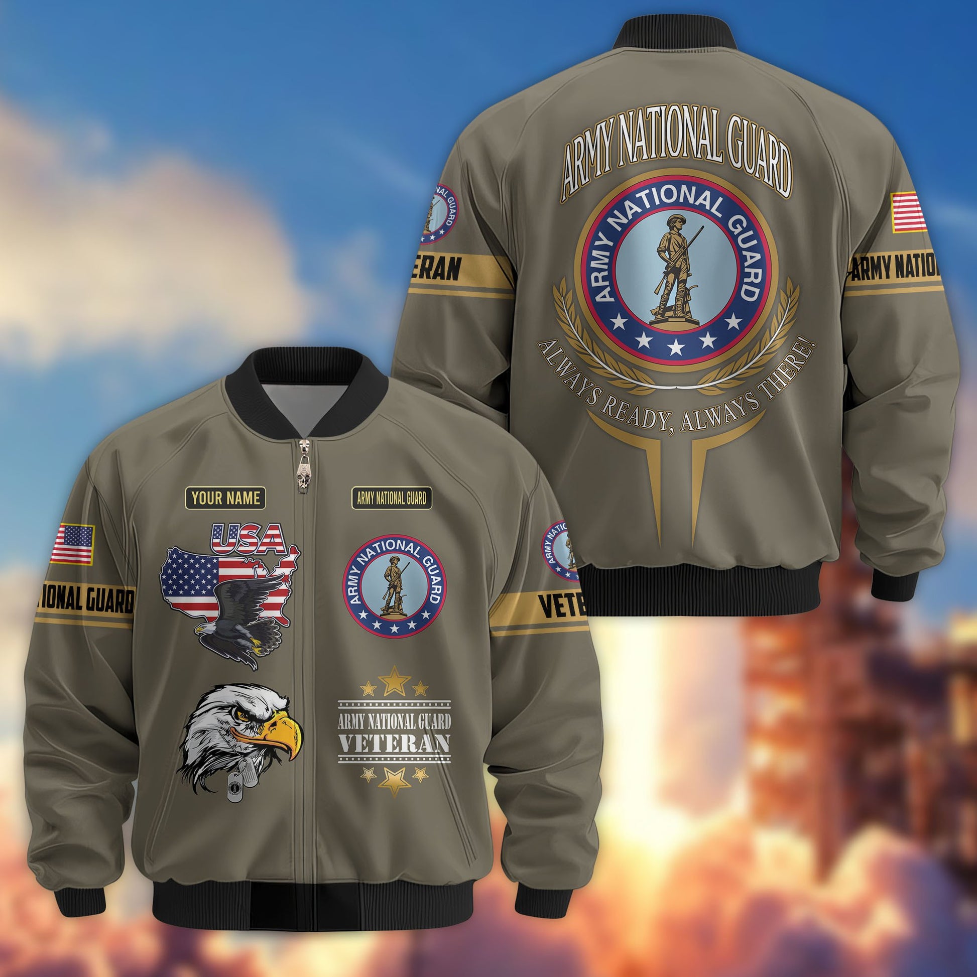 Premium Custom US Veterans Bomber Jacket CPVC080901, Gifts For US Veterans, Gifts On Father's Day, Veterans Day.