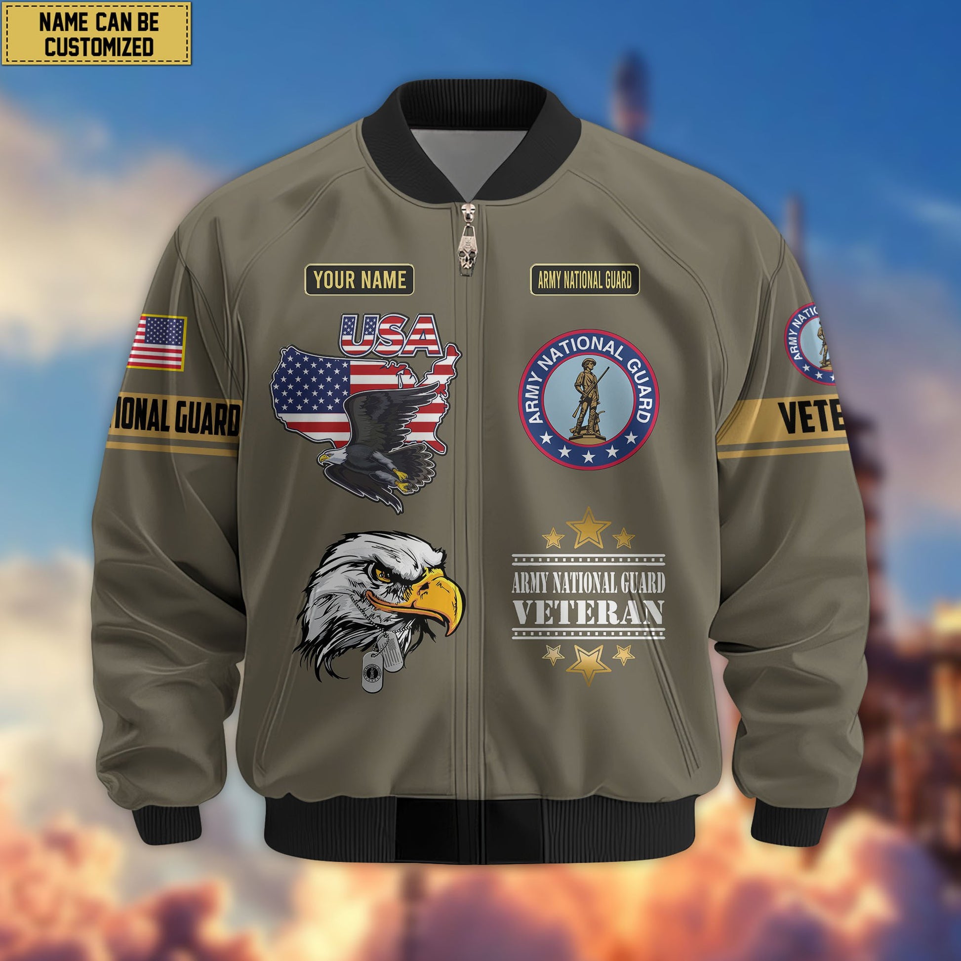 Premium Custom US Veterans Bomber Jacket CPVC080901, Gifts For US Veterans, Gifts On Father's Day, Veterans Day.