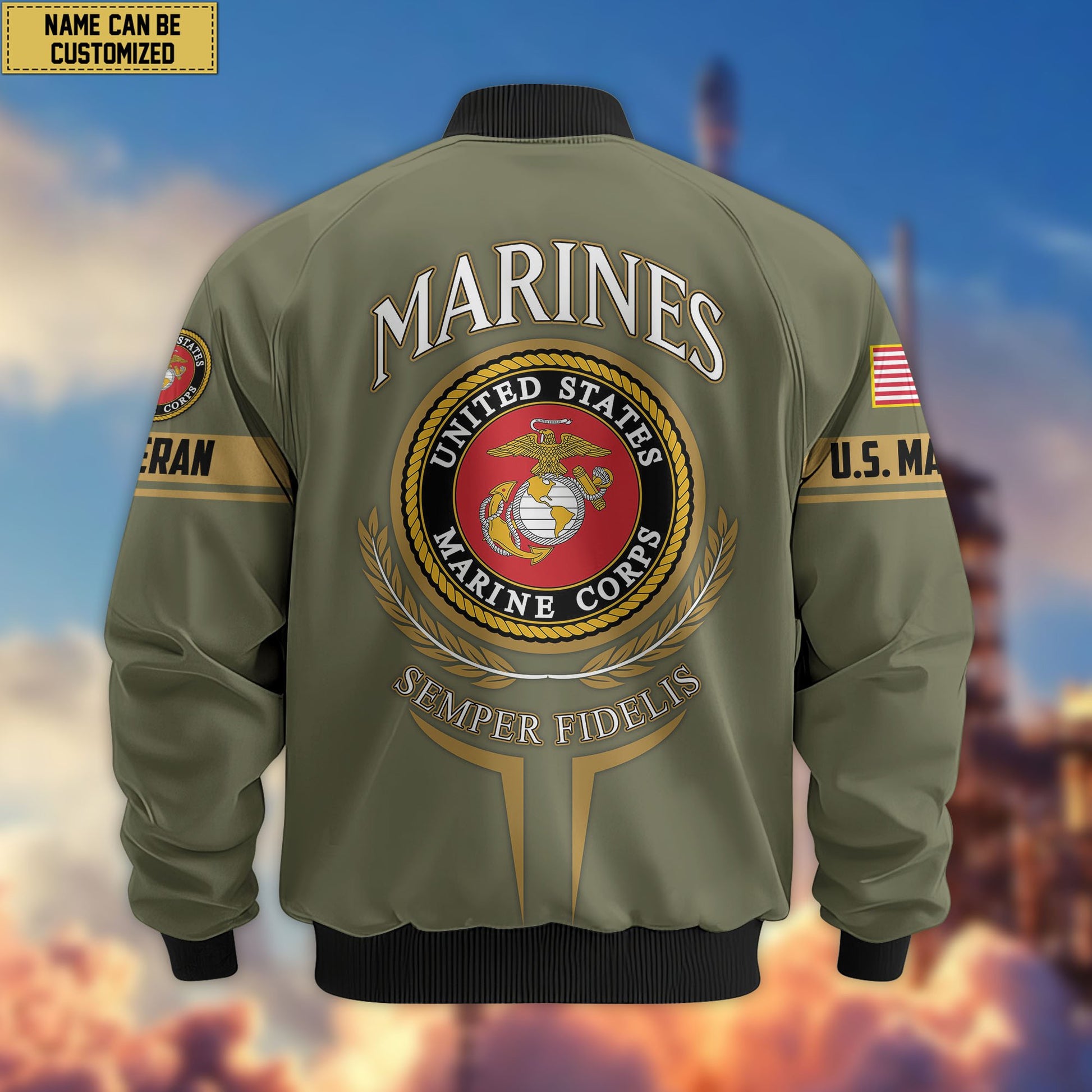 Premium Custom US Veterans Bomber Jacket CPVC080901, Gifts For US Veterans, Gifts On Father's Day, Veterans Day.