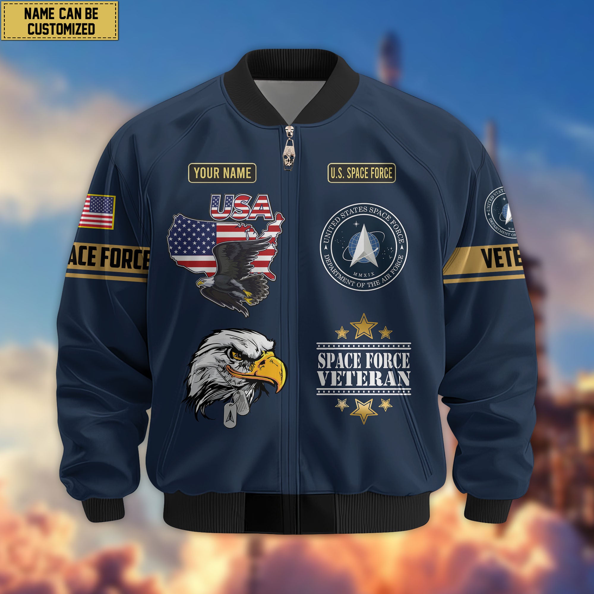 Premium Custom US Veterans Bomber Jacket CPVC080901, Gifts For US Veterans, Gifts On Father's Day, Veterans Day.