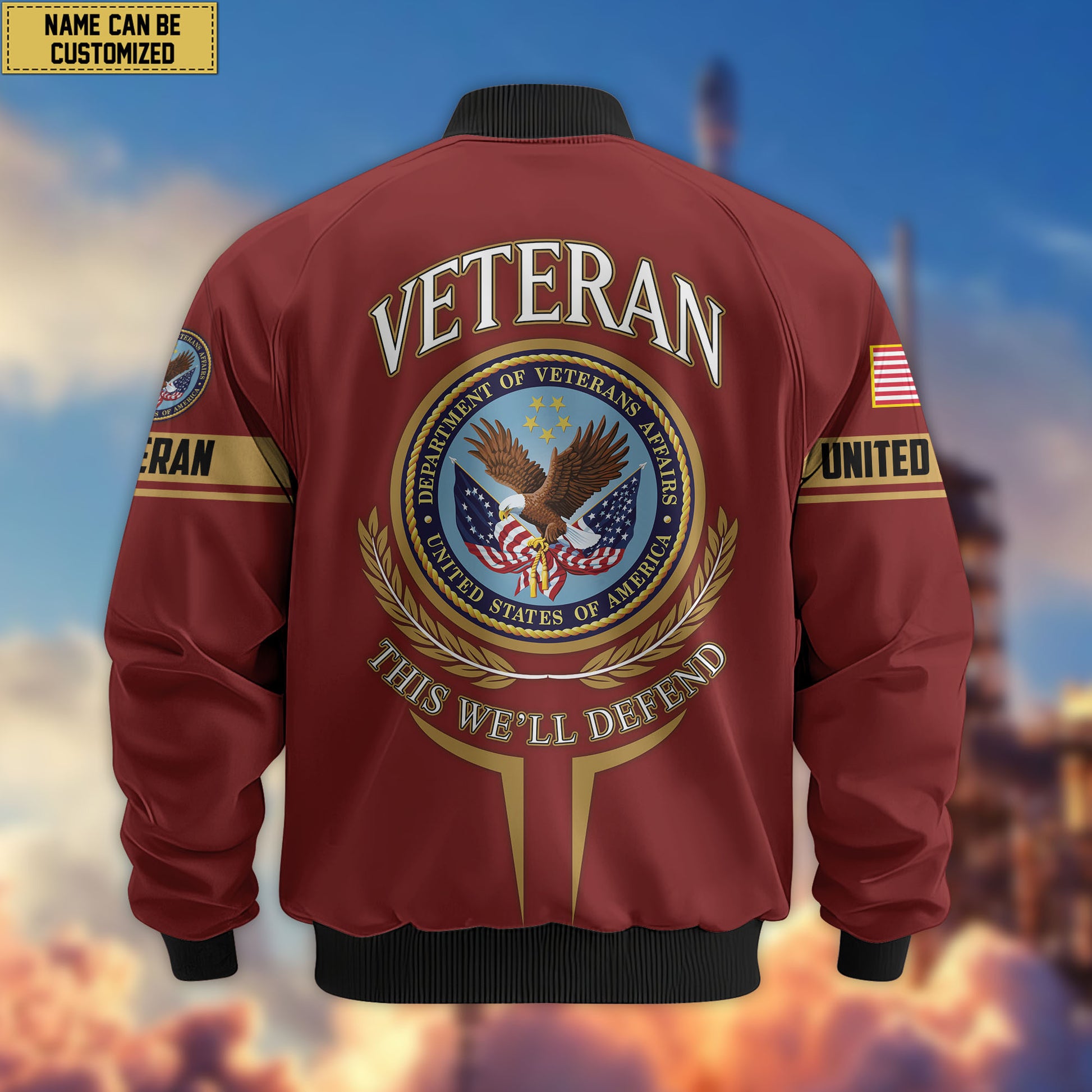 Premium Custom US Veterans Bomber Jacket CPVC080901, Gifts For US Veterans, Gifts On Father's Day, Veterans Day.