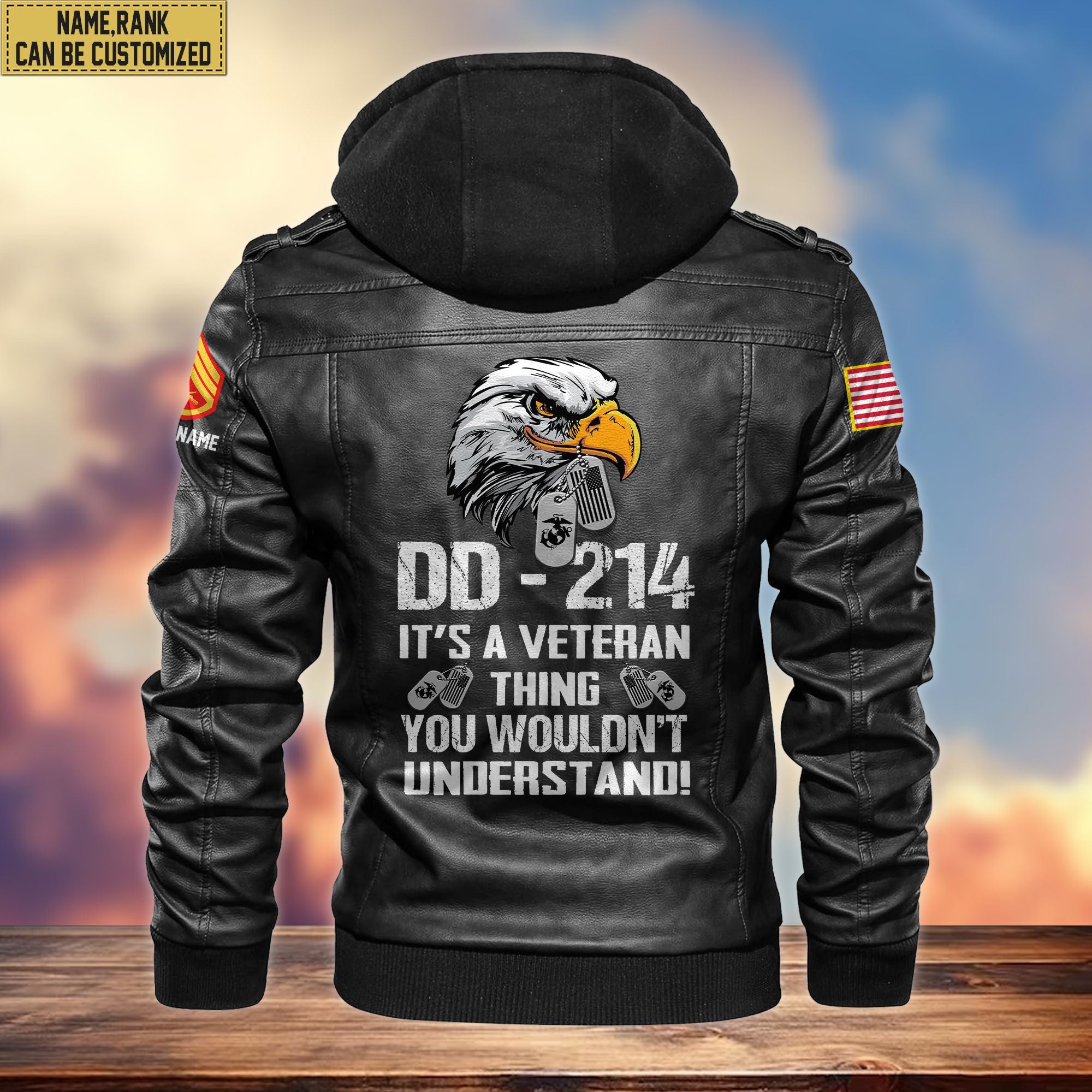 Premium Custom USMC Veteran Leather Jacket VPVC701403, Gifts For Marine Veteran, Gifts On Father's Day, Armed Forces Day, Veterans Day.