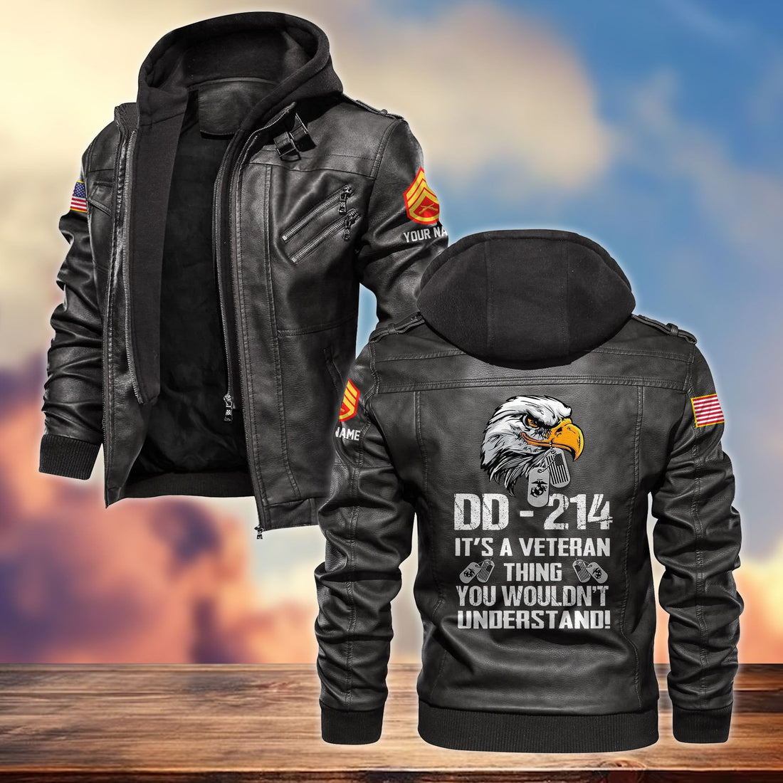 Premium Custom USMC Veteran Leather Jacket VPVC701403, Gifts For Marine Veteran, Gifts On Father's Day, Armed Forces Day, Veterans Day.
