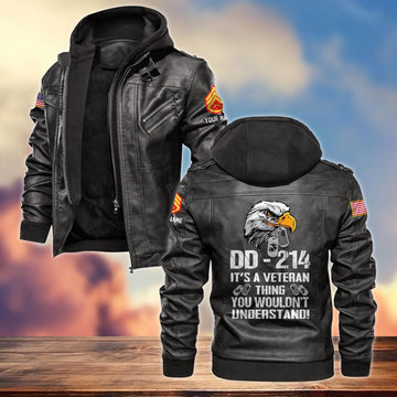 Premium Custom USMC Veteran Leather Jacket VPVC701403, Gifts For Marine Veteran, Gifts On Father's Day, Armed Forces Day, Veterans Day.