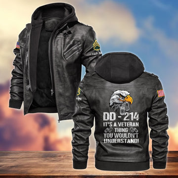 Premium Custom US Veteran Leather Jacket VPVC701407, Gifts For US Veteran, Gifts On Father's Day, Armed Forces Day, Veterans Day.