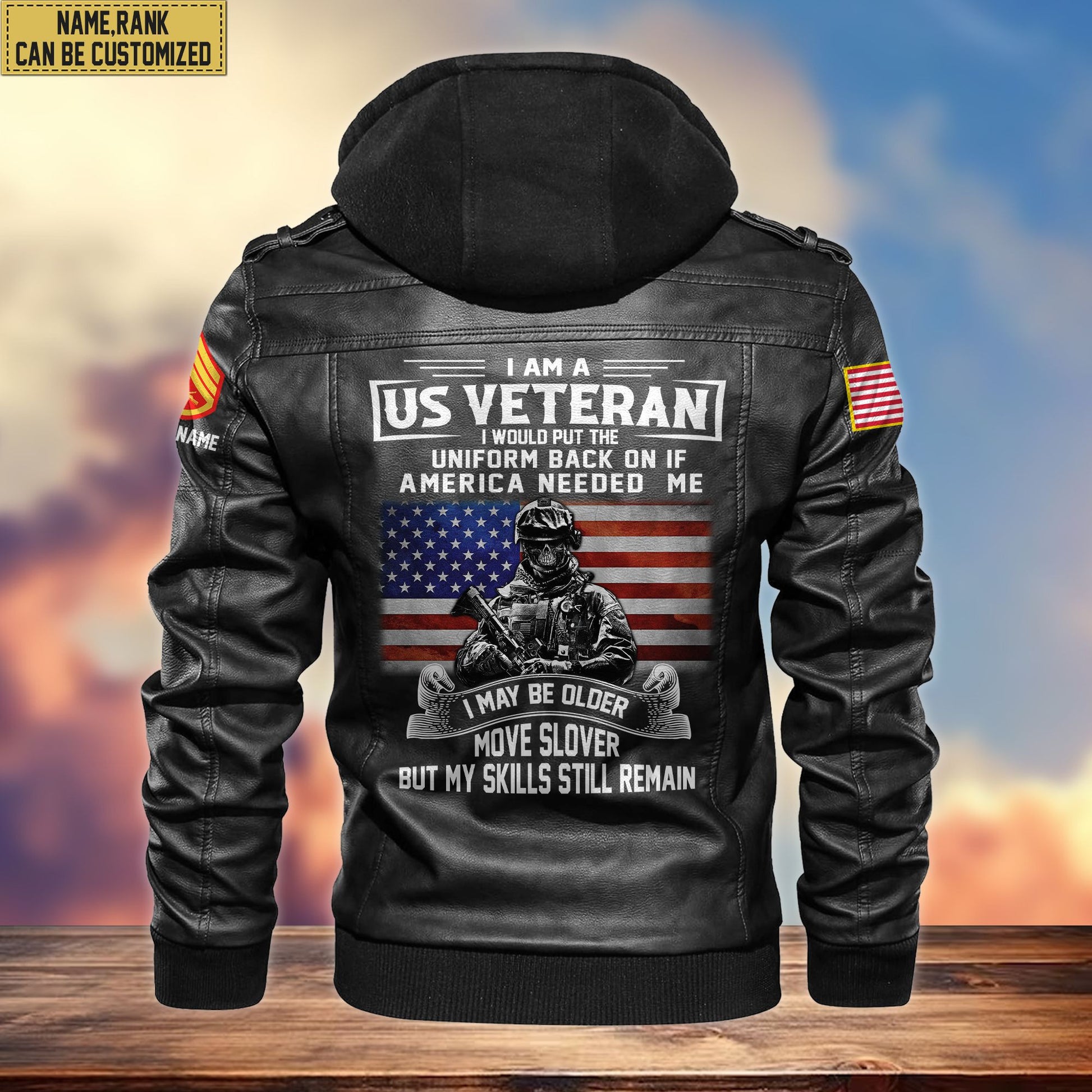 Premium Custom USMC Veteran Leather Jacket VPVC701503, Gifts For Marine Veteran, Gifts On Father's Day, Armed Forces Day, Veterans Day.