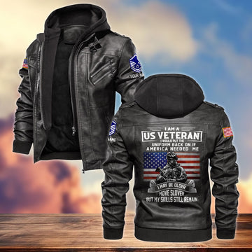 Premium Custom USAF Veteran Leather Jacket VPVC701504, Gifts For Air Force Veteran, Gifts On Father's Day, Armed Forces Day, Veterans Day.