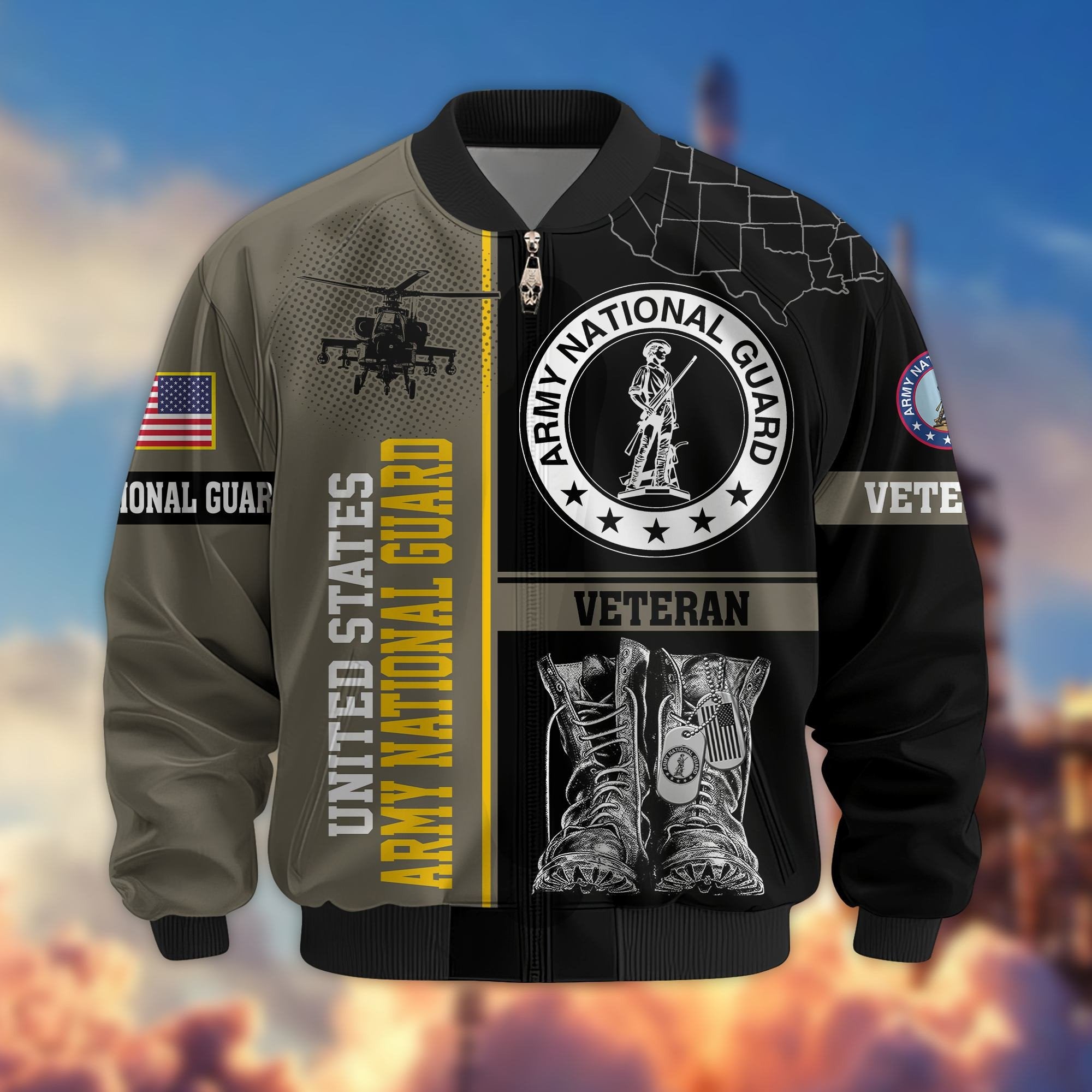 Premium US Veterans Bomber Jacket BPHN220812, Gifts For US Veterans, Gifts On Father's Day, Veterans Day.
