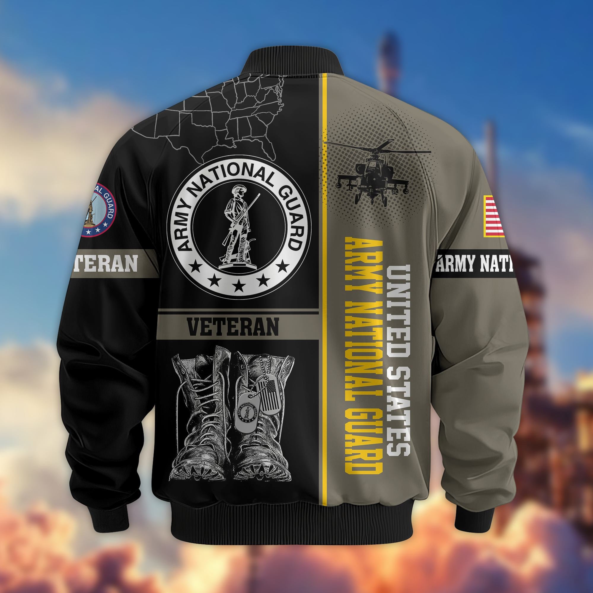 Premium US Veterans Bomber Jacket BPHN220812, Gifts For US Veterans, Gifts On Father's Day, Veterans Day.