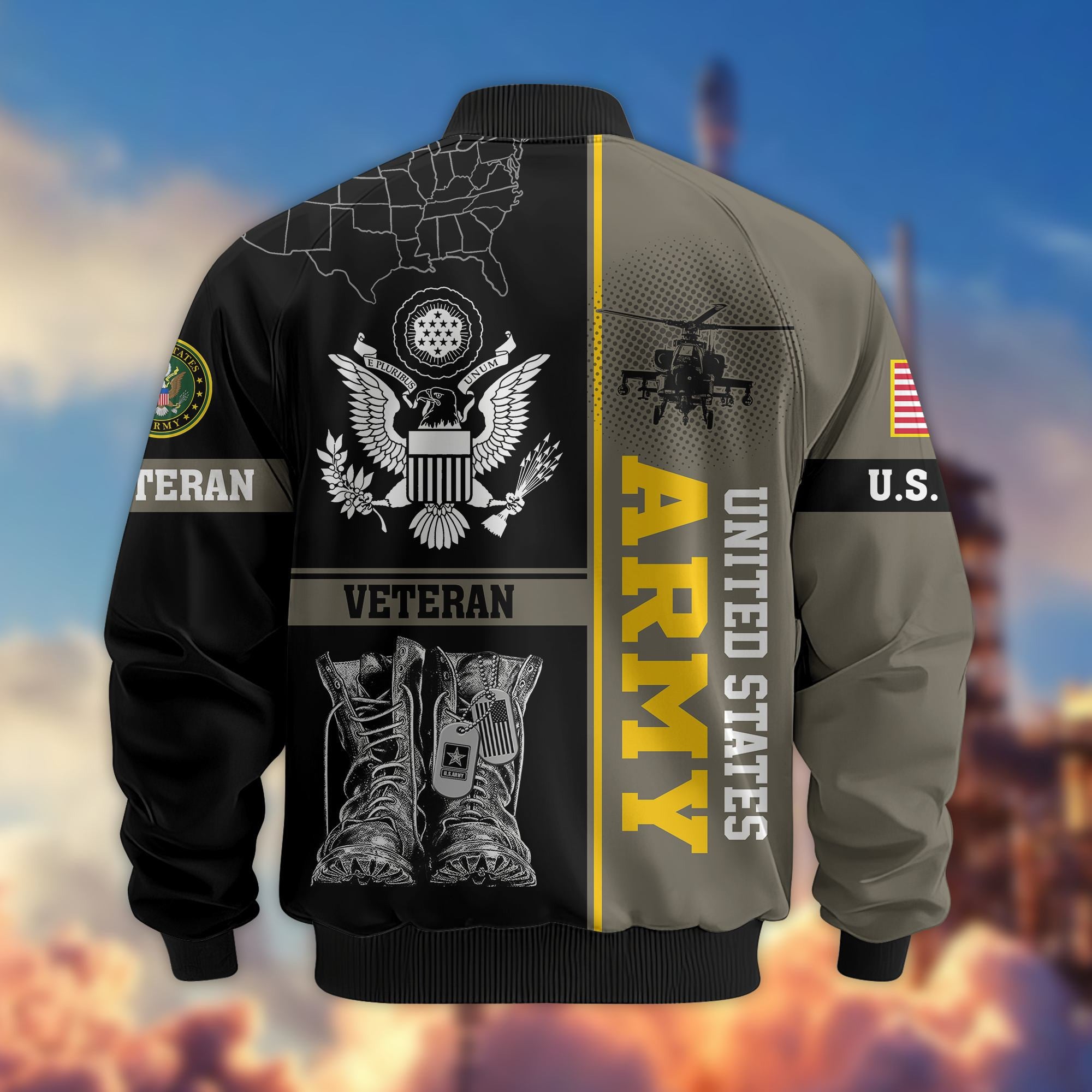 Premium US Veterans Bomber Jacket BPHN220812, Gifts For US Veterans, Gifts On Father's Day, Veterans Day.