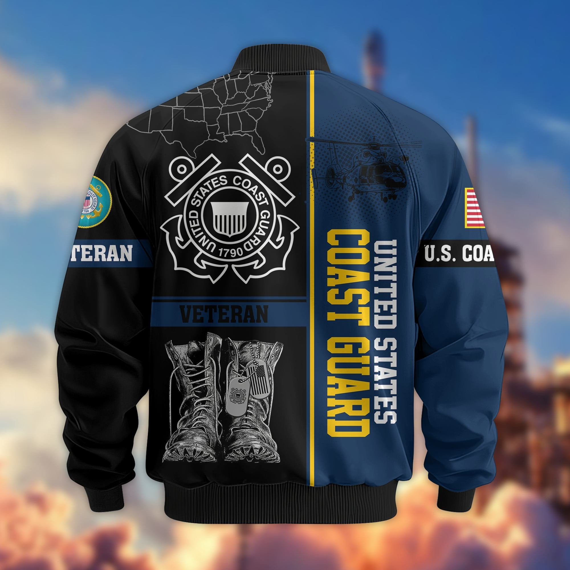 Premium US Veterans Bomber Jacket BPHN220812, Gifts For US Veterans, Gifts On Father's Day, Veterans Day.