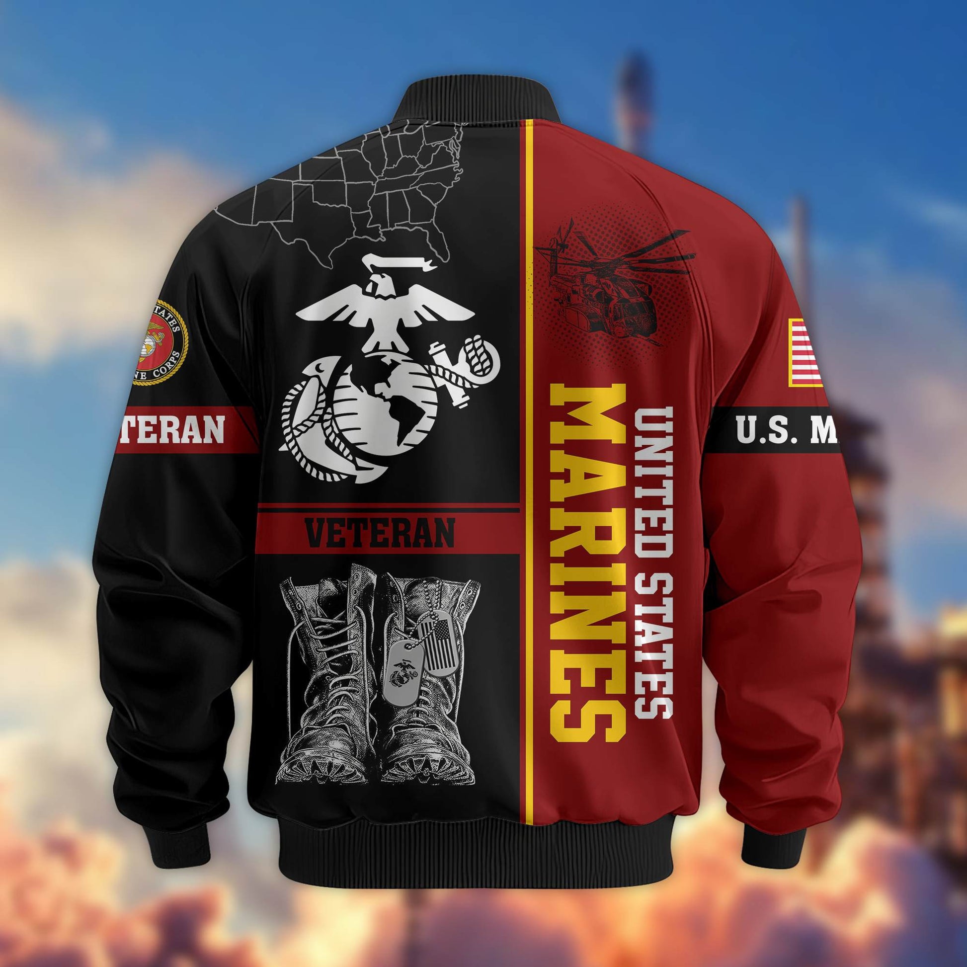 Premium US Veterans Bomber Jacket BPHN220812, Gifts For US Veterans, Gifts On Father's Day, Veterans Day.