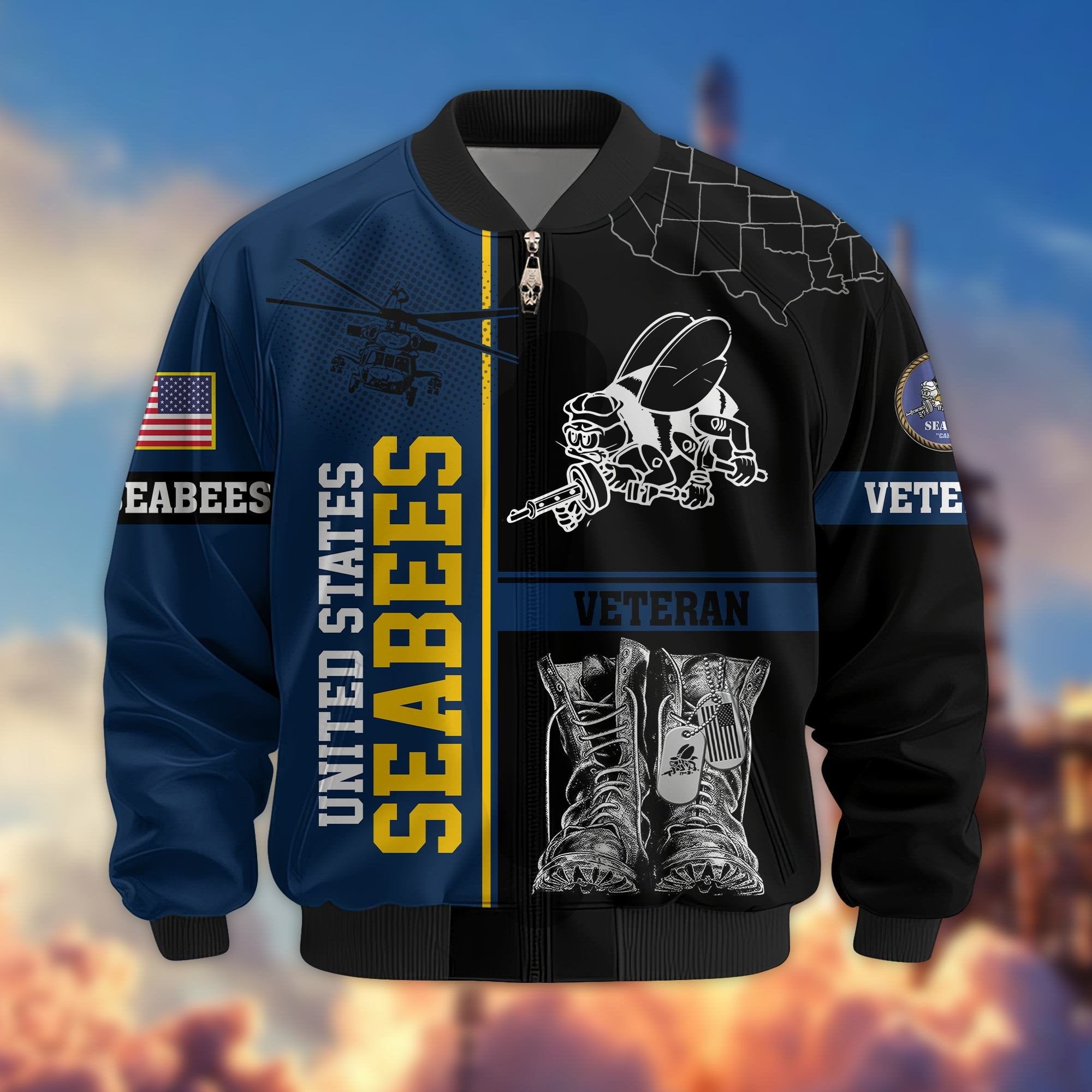 Premium US Veterans Bomber Jacket BPHN220812, Gifts For US Veterans, Gifts On Father's Day, Veterans Day.