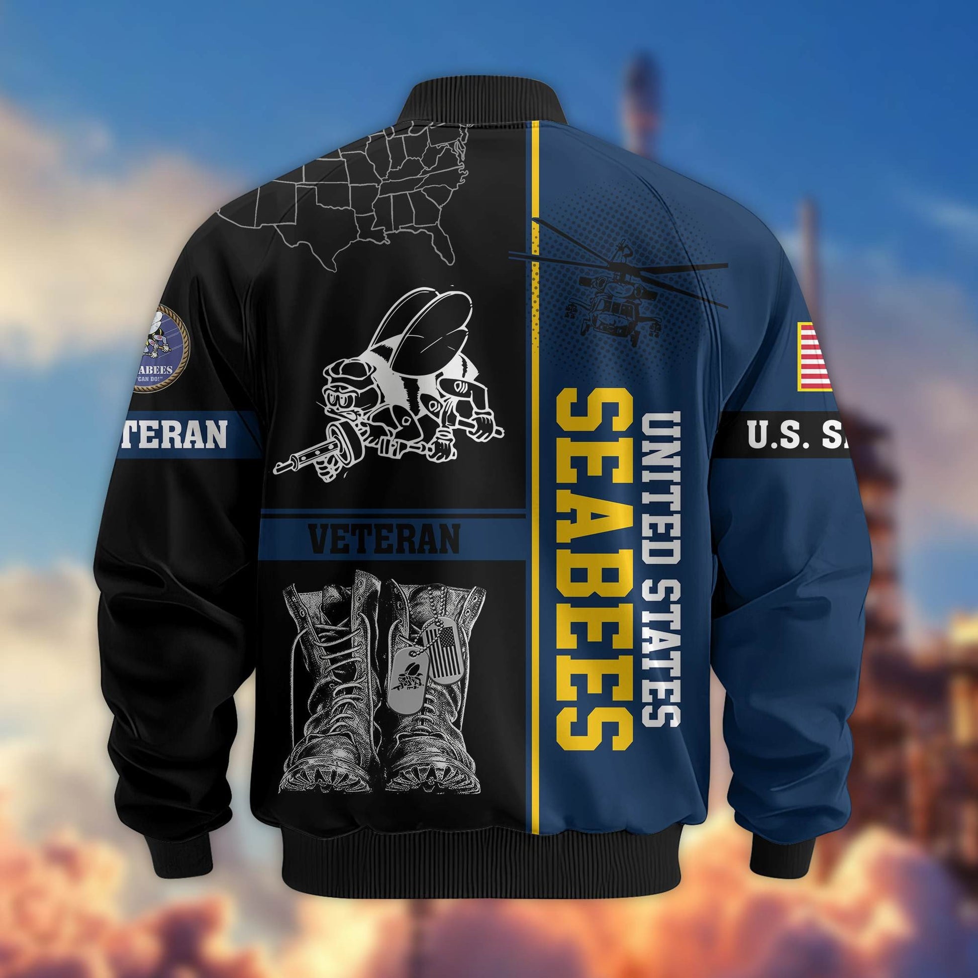 Premium US Veterans Bomber Jacket BPHN220812, Gifts For US Veterans, Gifts On Father's Day, Veterans Day.