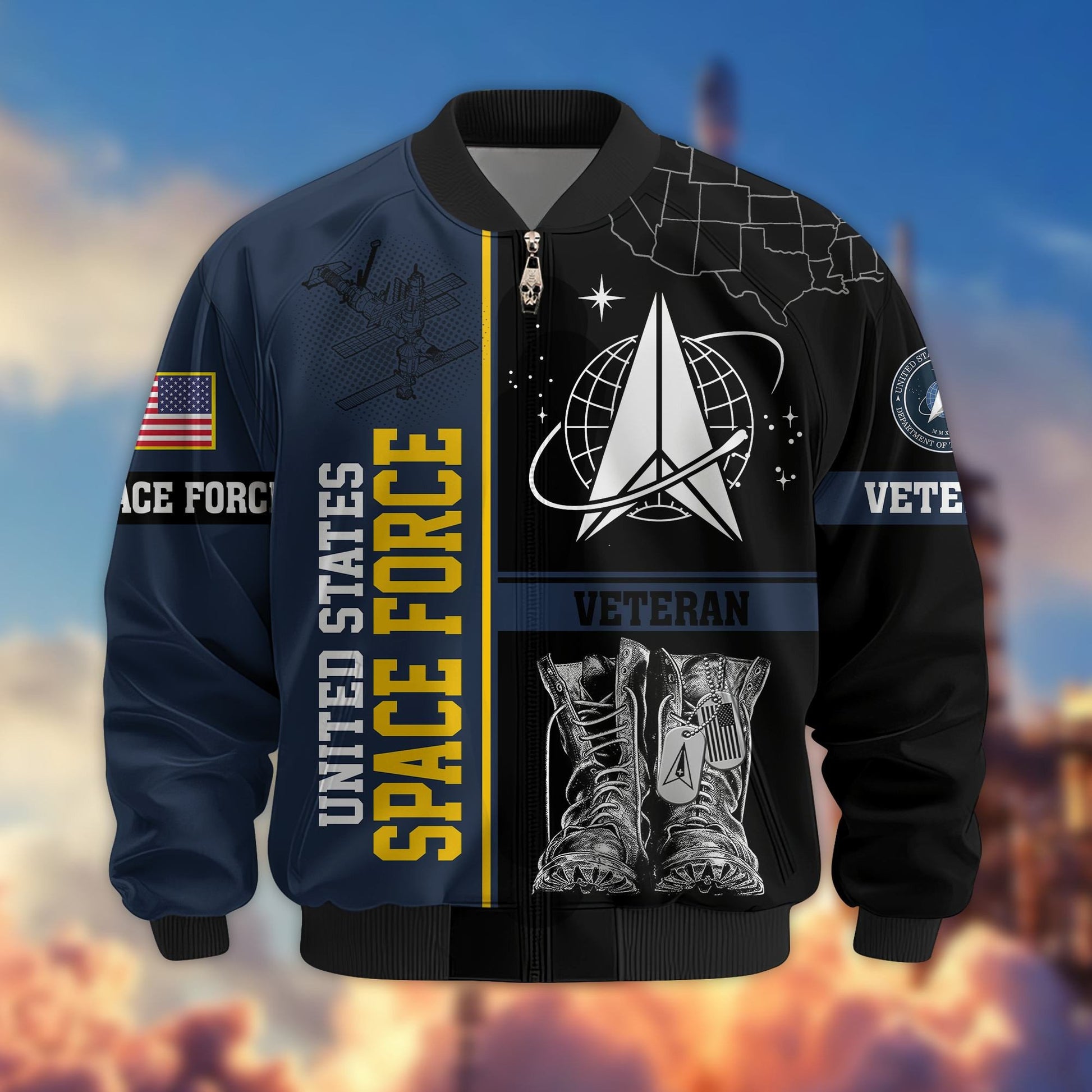 Premium US Veterans Bomber Jacket BPHN220812, Gifts For US Veterans, Gifts On Father's Day, Veterans Day.
