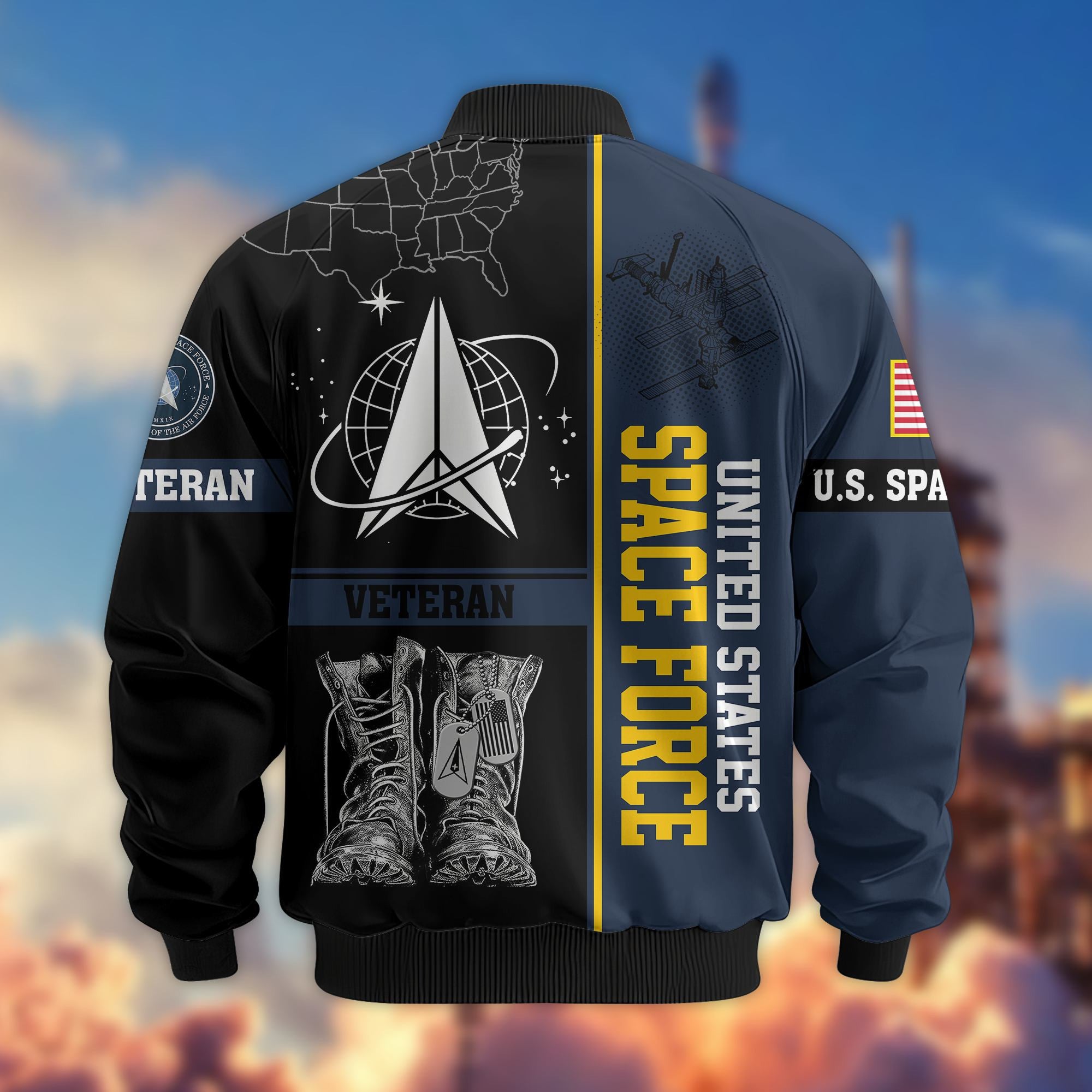 Premium US Veterans Bomber Jacket BPHN220812, Gifts For US Veterans, Gifts On Father's Day, Veterans Day.