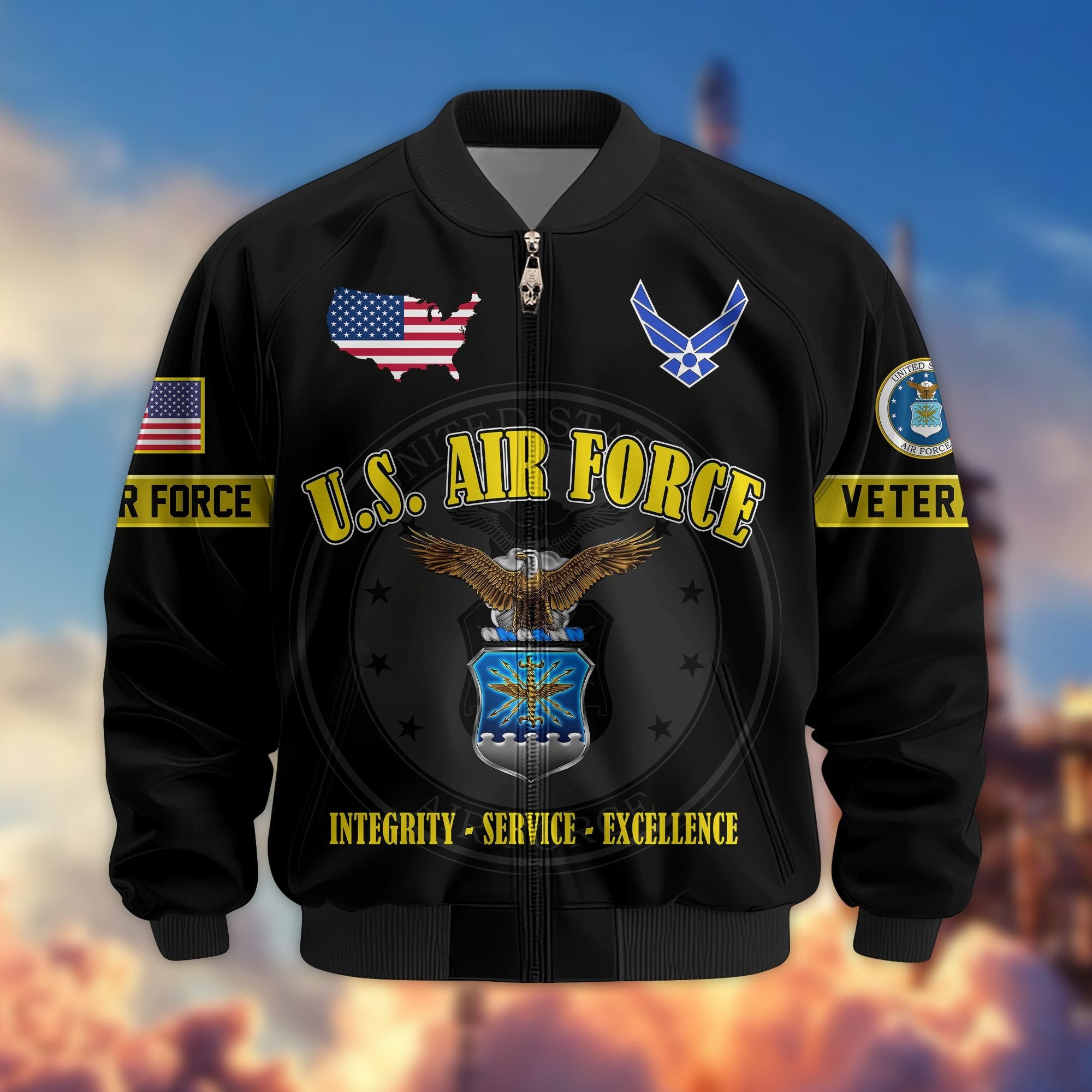 Premium US Veterans Bomber Jacket BPHN190814, Gifts For US Veterans, Gifts On Father's Day, Veterans Day.