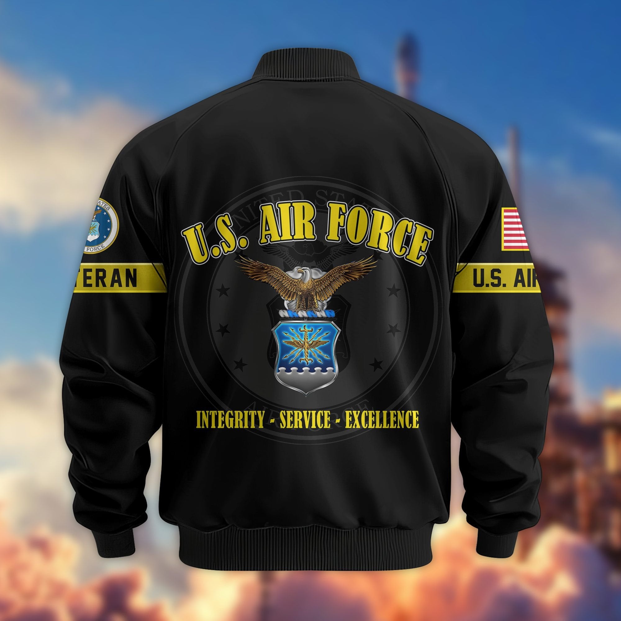 Premium US Veterans Bomber Jacket BPHN190814, Gifts For US Veterans, Gifts On Father's Day, Veterans Day.